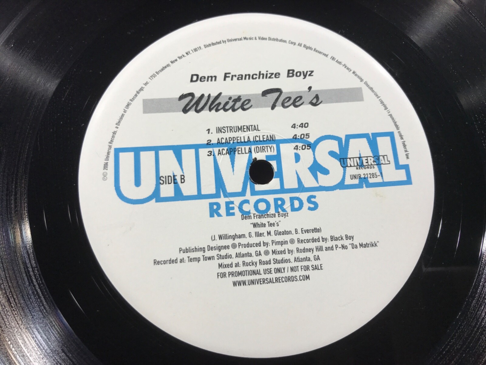 Z3-32 DEM FRANCHIZE BOYZ White Tee’s .. 12” SINGLE ..PARENTAL ADVISORY EXPLICIT