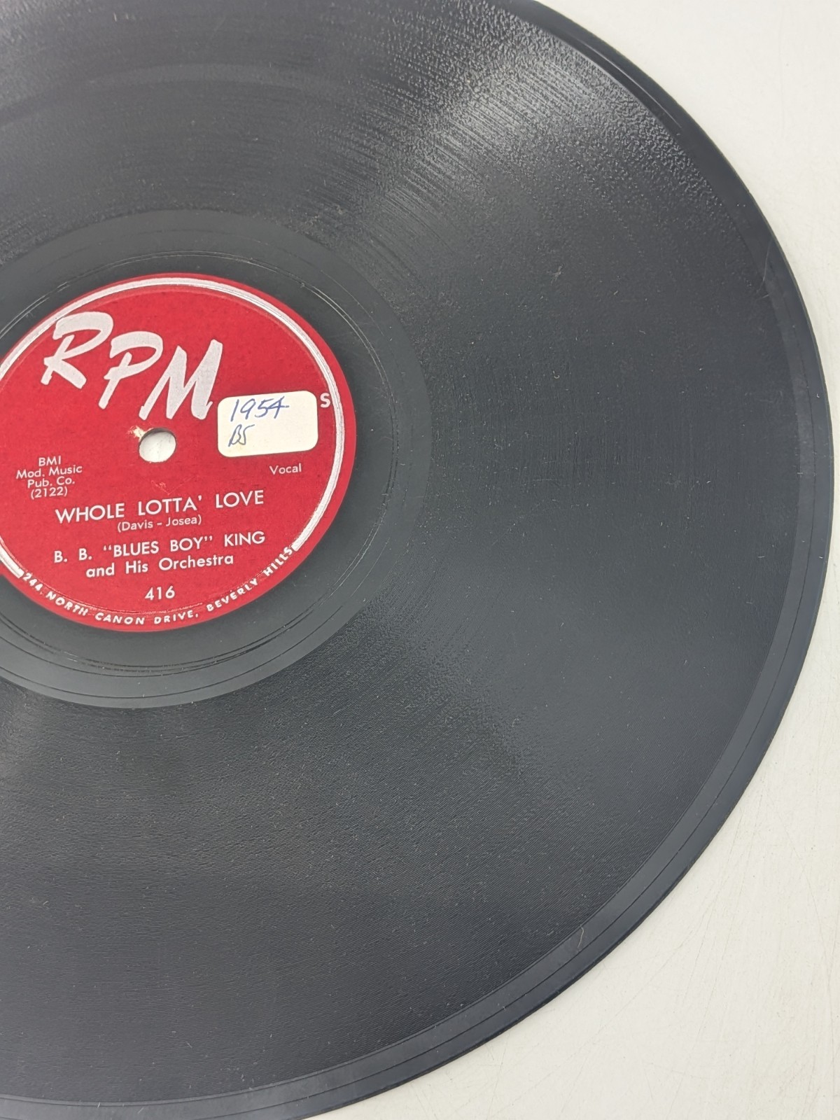 Whole Lotta’ Love/You Upset me Baby BB KING 78 RPM BLUES VG