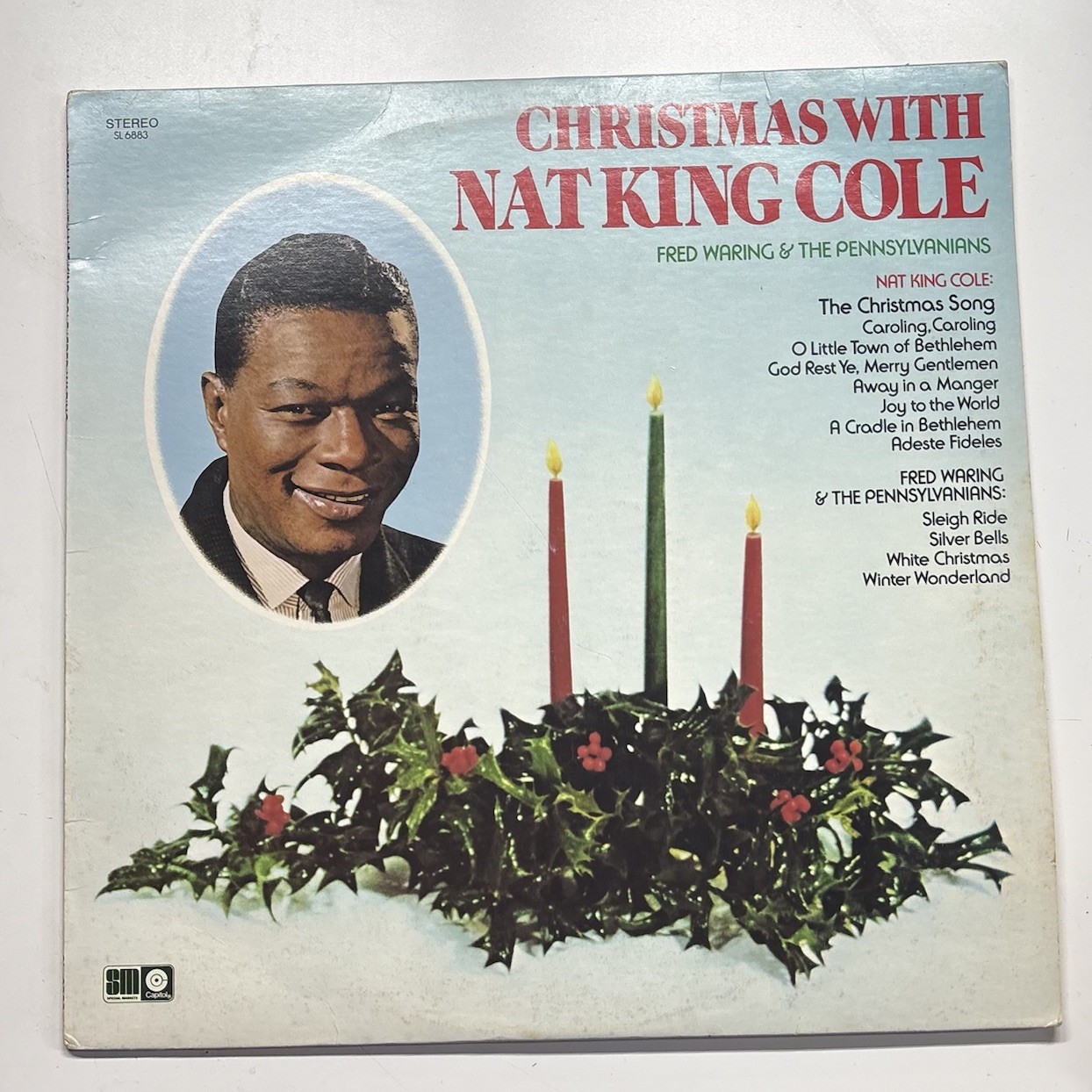 Christmas With Nat King Cole & Fred Waring LP Vinyl Capitol Stereo