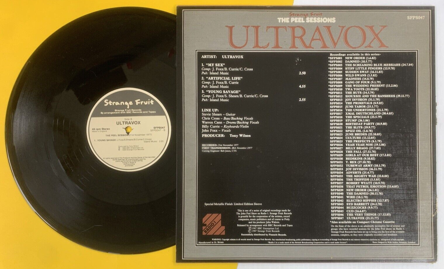 ULTRAVOX The Peel Sessions (1988) UK Import 12″ Single *MINT VINYL* a9309