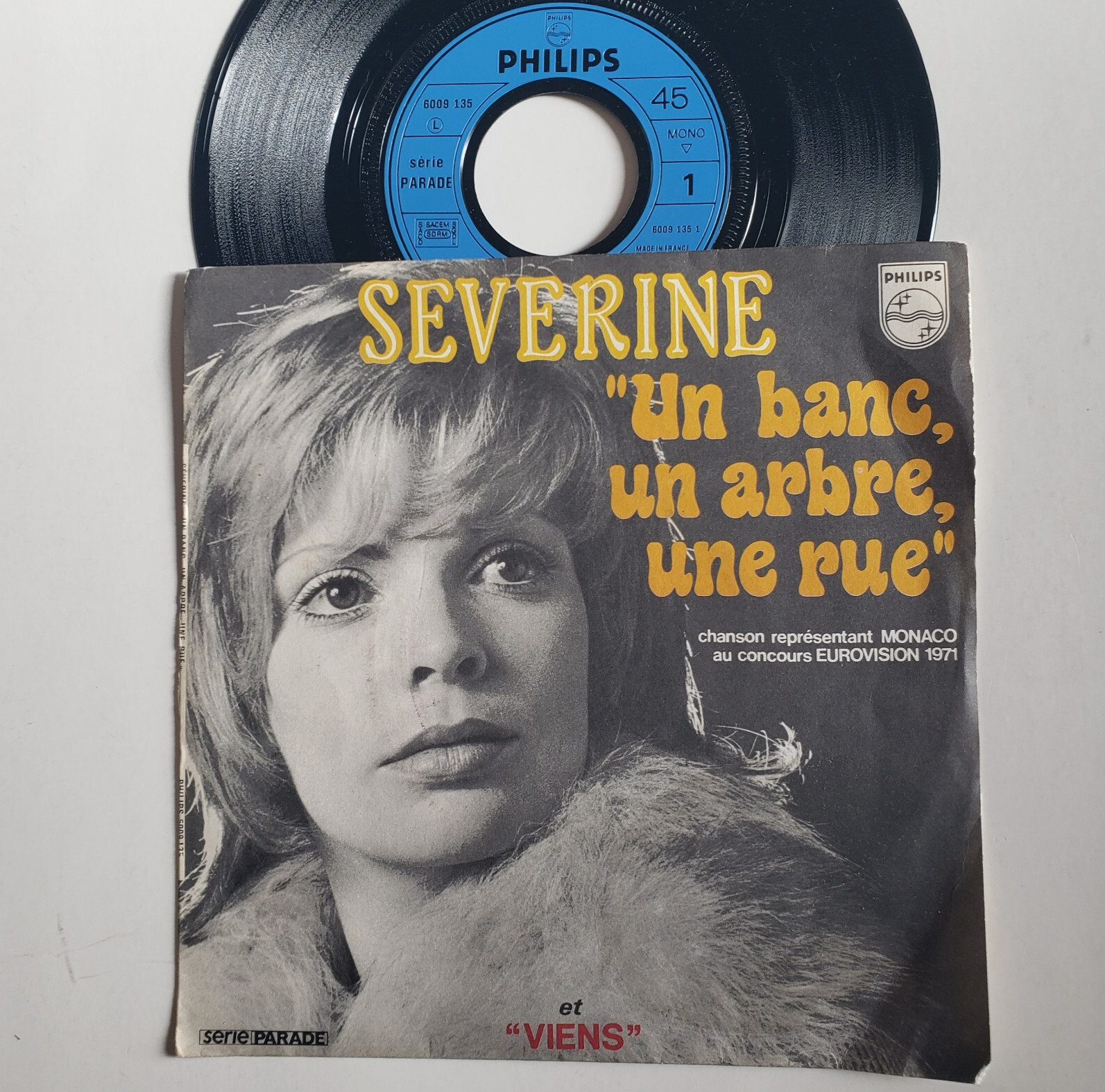 Severine un banc, un arbre, une rue 7″ vinyl Import France Eurovision 1971 VG+