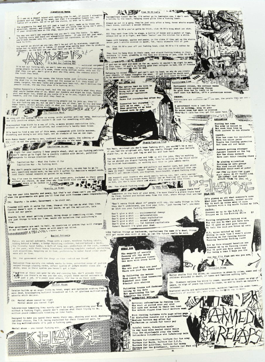 Armed Relapse Industrial Filth Vinyl Record LP Hardcore Punk Lyric Poster Good