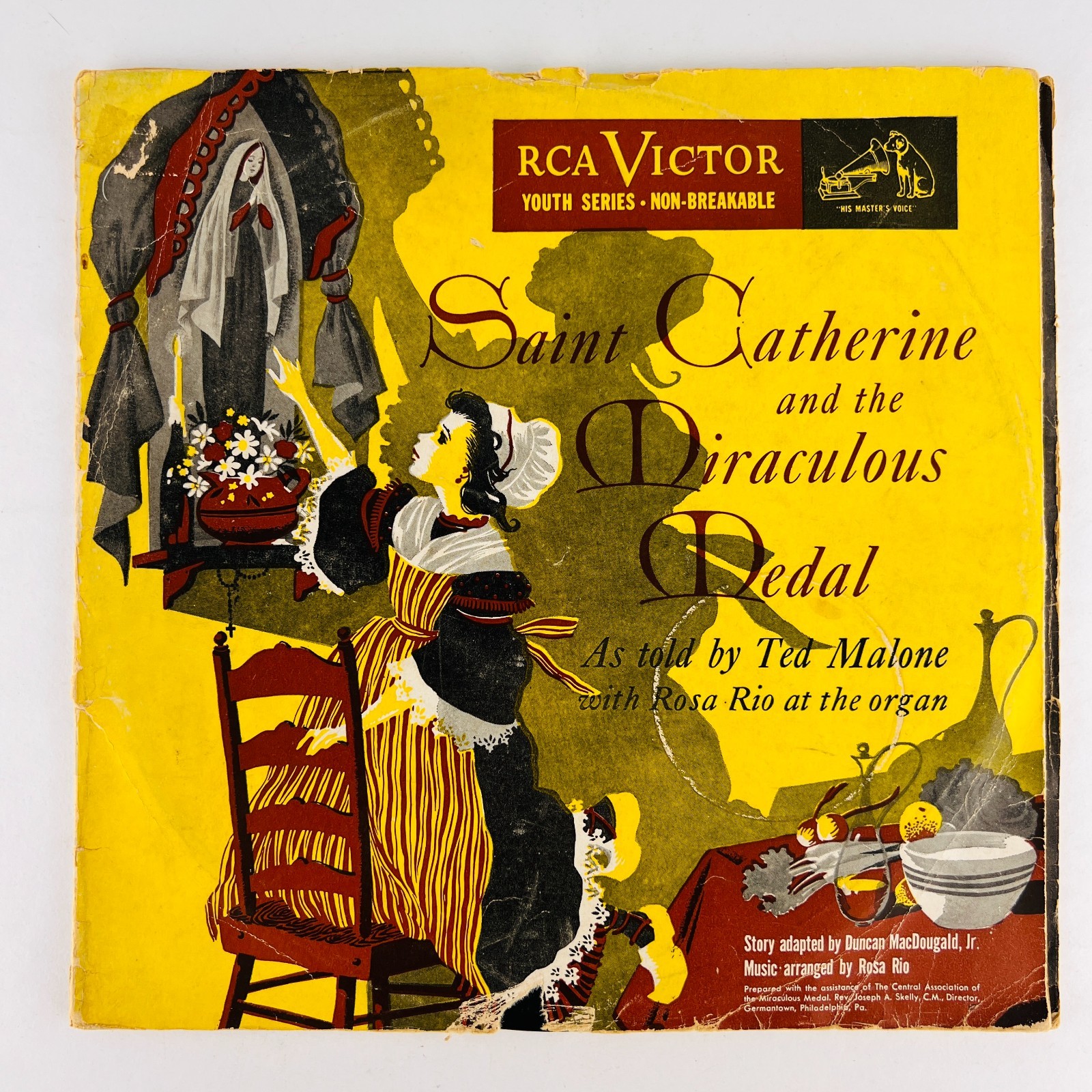 Ted Malone – Saint Catherine And The Miraculous Medal 78RPM Single Record 2x 10″