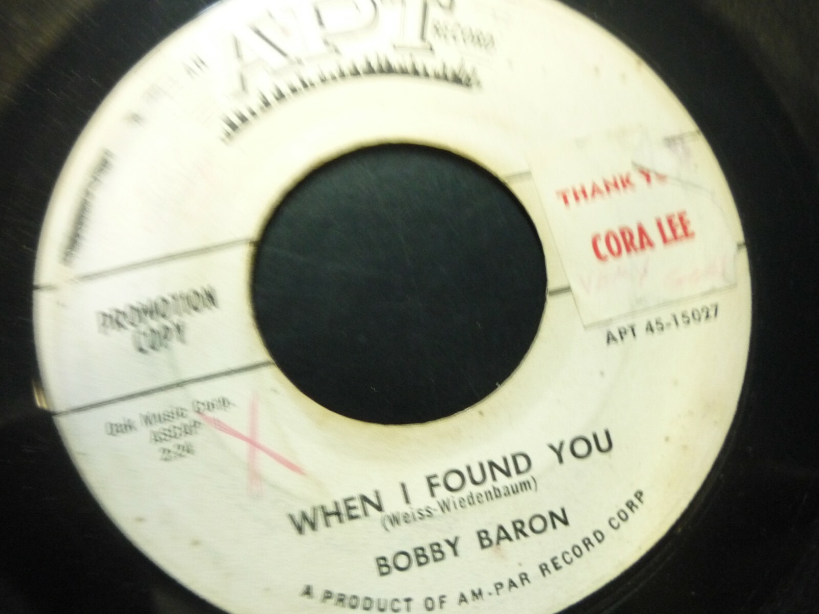 BOBBY BARON -Silly Milly ~When I Found You 45 APT 25012 Rockabilly doo wop