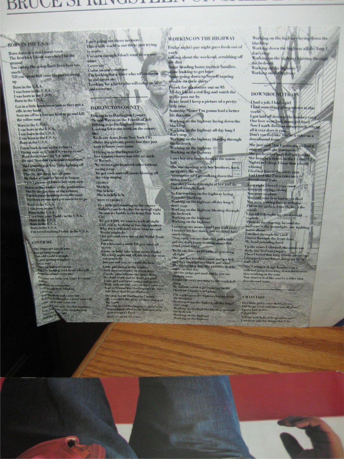 Born in the U.S.A Bruce Springsteen Made ENGLAND blue photo lyrics inner sleeve+