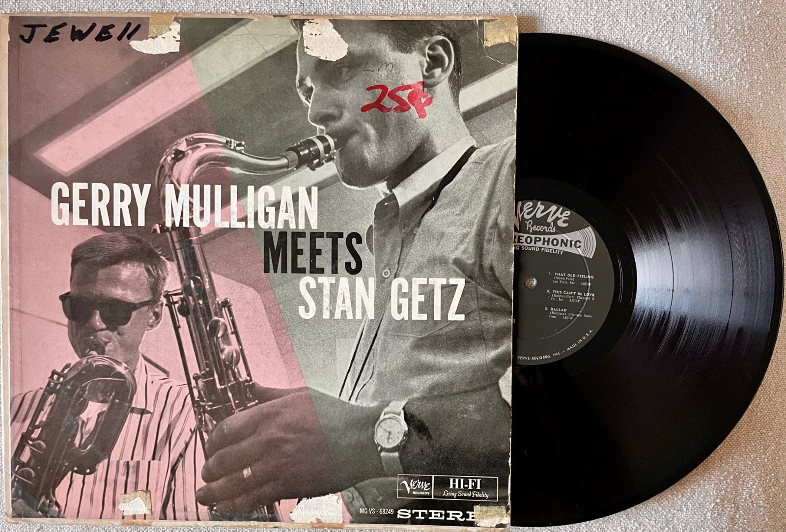 GERRY MULLIGAN MEETS STAN GETZ (Verve MGVS68249) early stereo reissue of 1957 LP