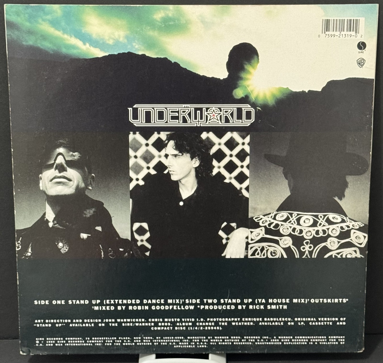 Underworld – Stand Up 12″ Maxi Single 1989 Sire VG+ Synth Pop Dance