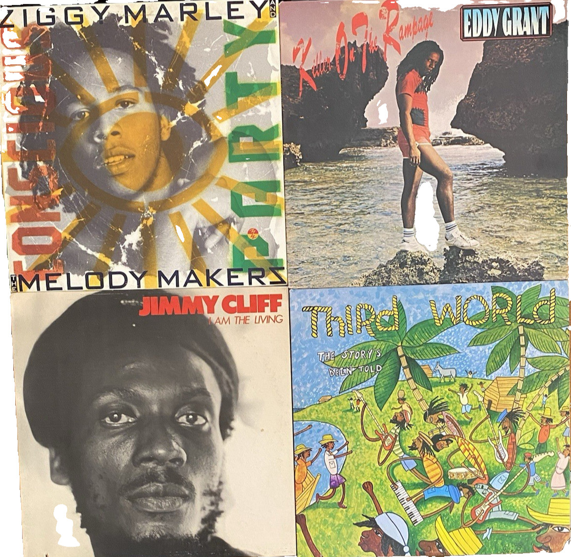 Reggae 4 Vinyl LPs: Ziggy Marley, Third World, Jimmy Cliff, Eddy Grant