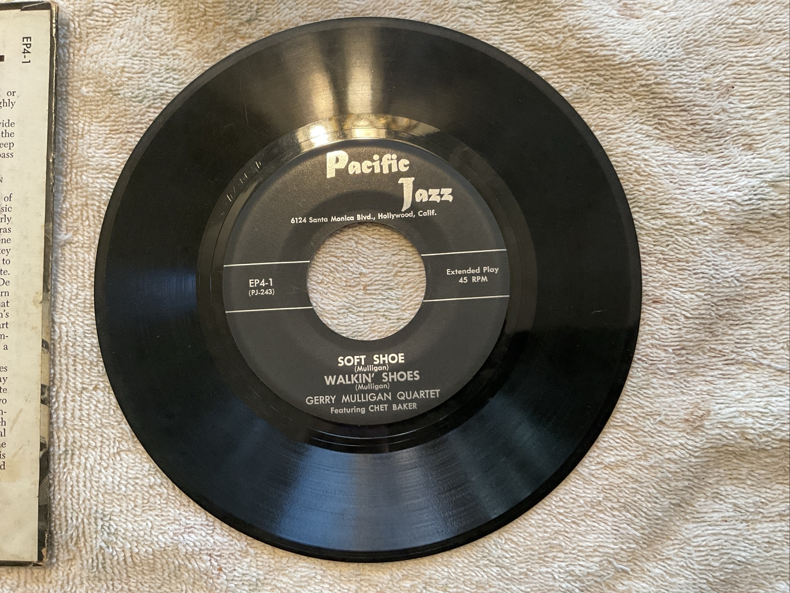 GERRY MULLIGAN QUARTET Pacific Jazz 7″ EP4-1