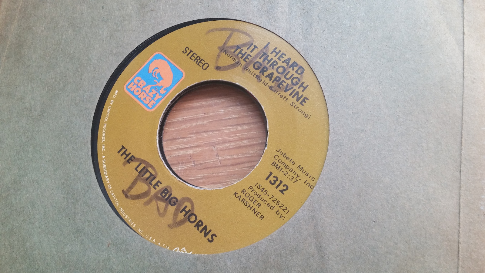 The Little Big Horns 45 Heard It Through the Grapevine/It Was a Funk Jazz Soul
