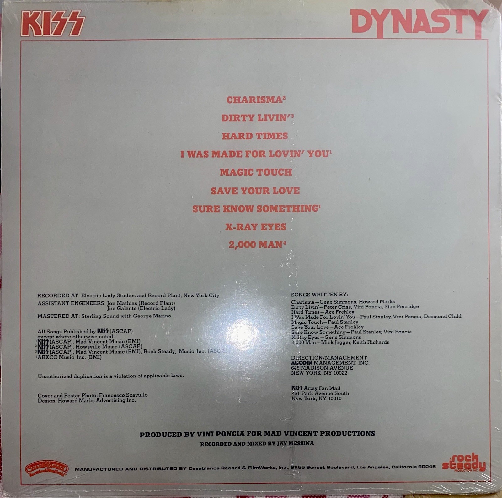 Kiss SEALED 1979 Lp DYNASTY w Poster, Army Order Form,Sleeve~OG UNPLAYED VINYL