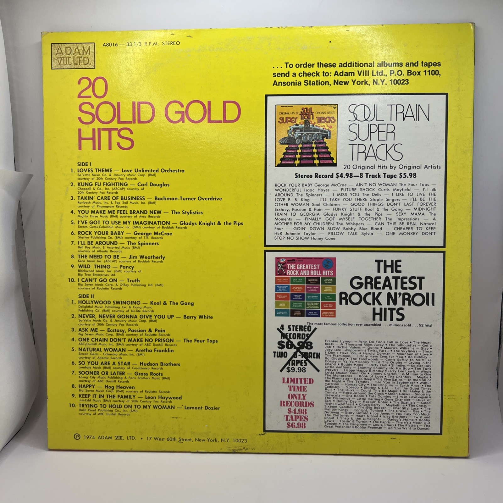 20 SOLID GOLD HITS VARIOUS ARTISTS RECORD ALBUM