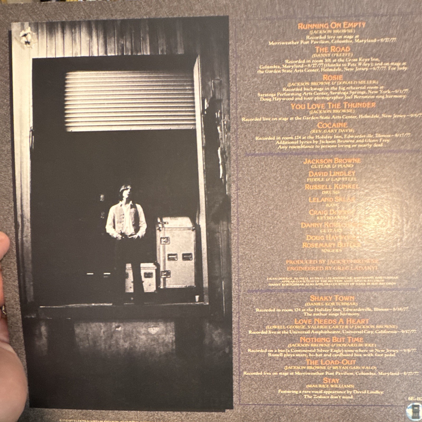 Jackson Browne Running On Empty 12″ Vinyl LP 1977 Asylum 6E-113 Rock Black