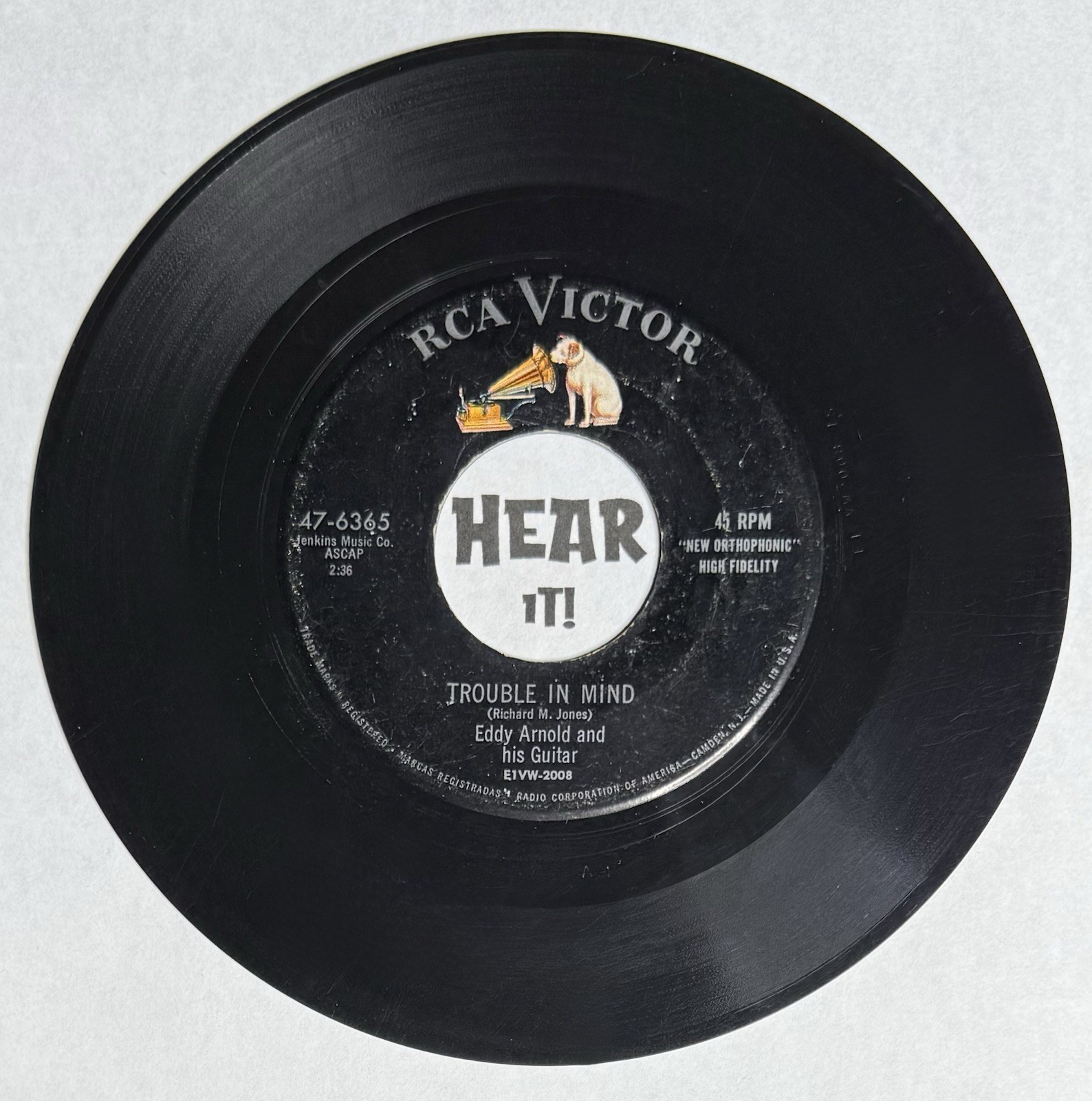 Superb 50s Hillbilly Great Steel 45 EDDY ARNOLD Trouble In Mind / When RCA hear