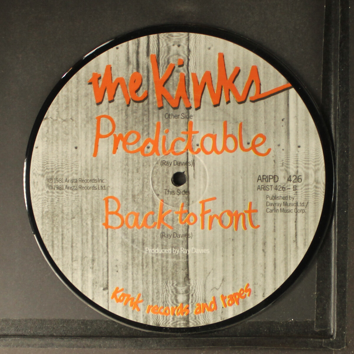 KINKS: predictable / back to front ARISTA 7″ Single 45 RPM