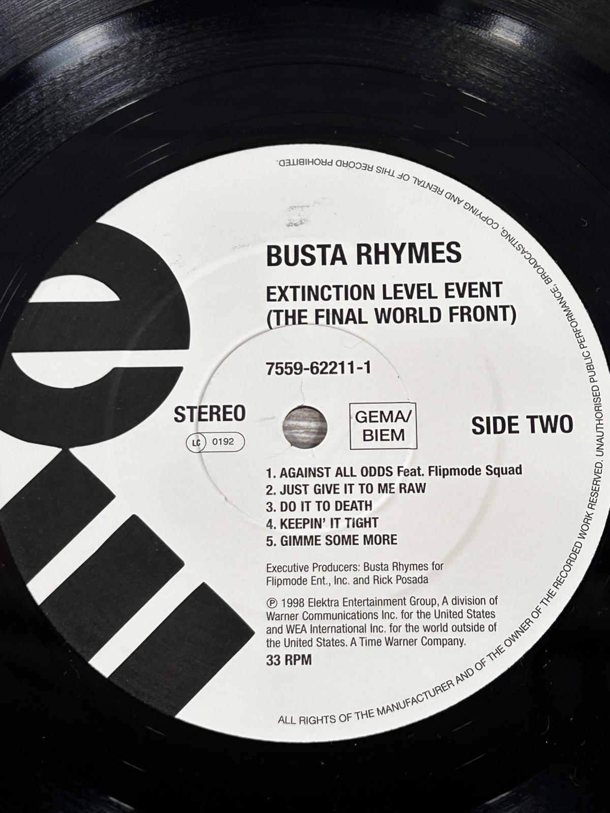 Busta Rhymes – Extinction Level Event – The Final World Front – 12″ 1998 OG VG+