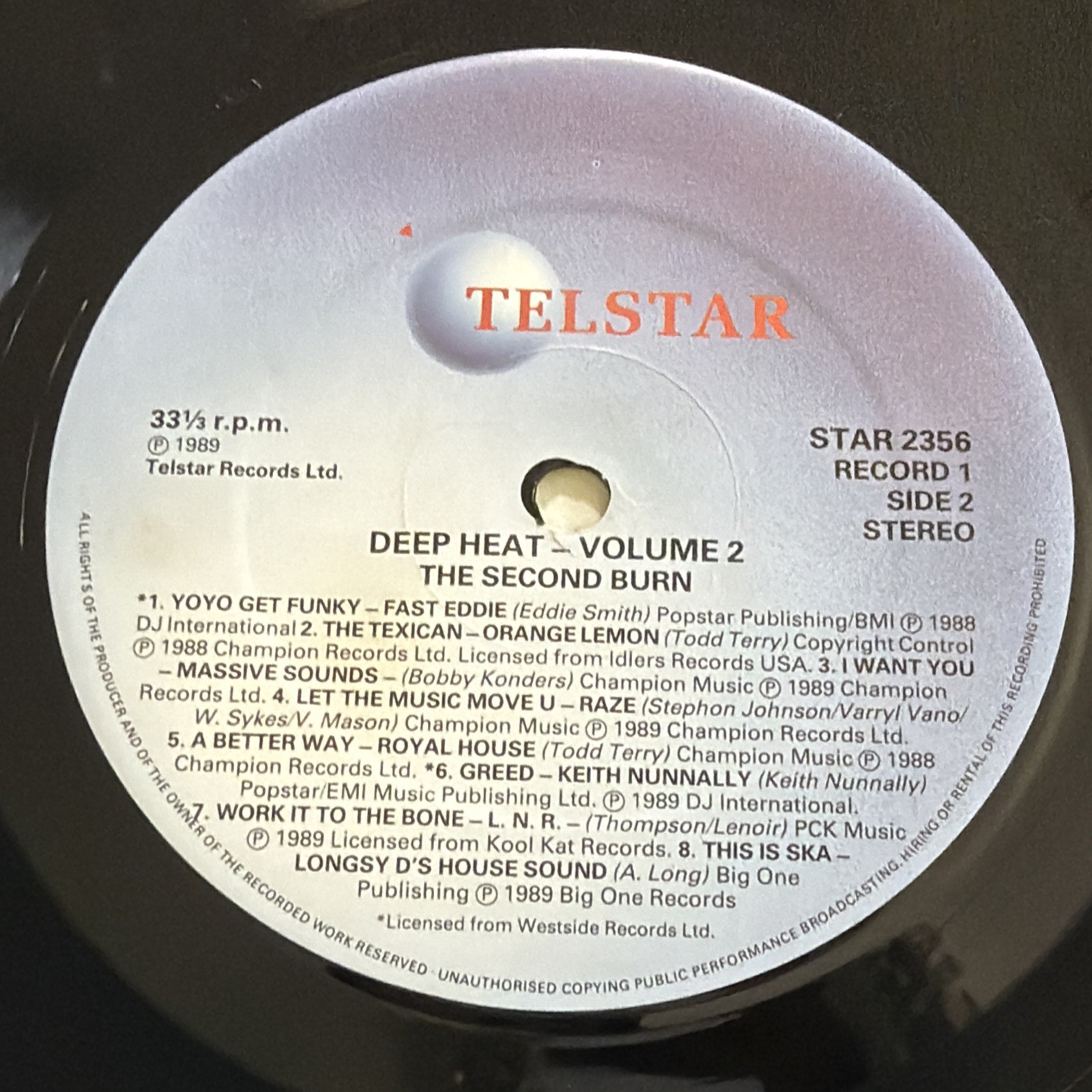 Deep Heat The Second Burn 2 1989 LP Gatefold Sleeve Telstar House Hits VG+/VG+