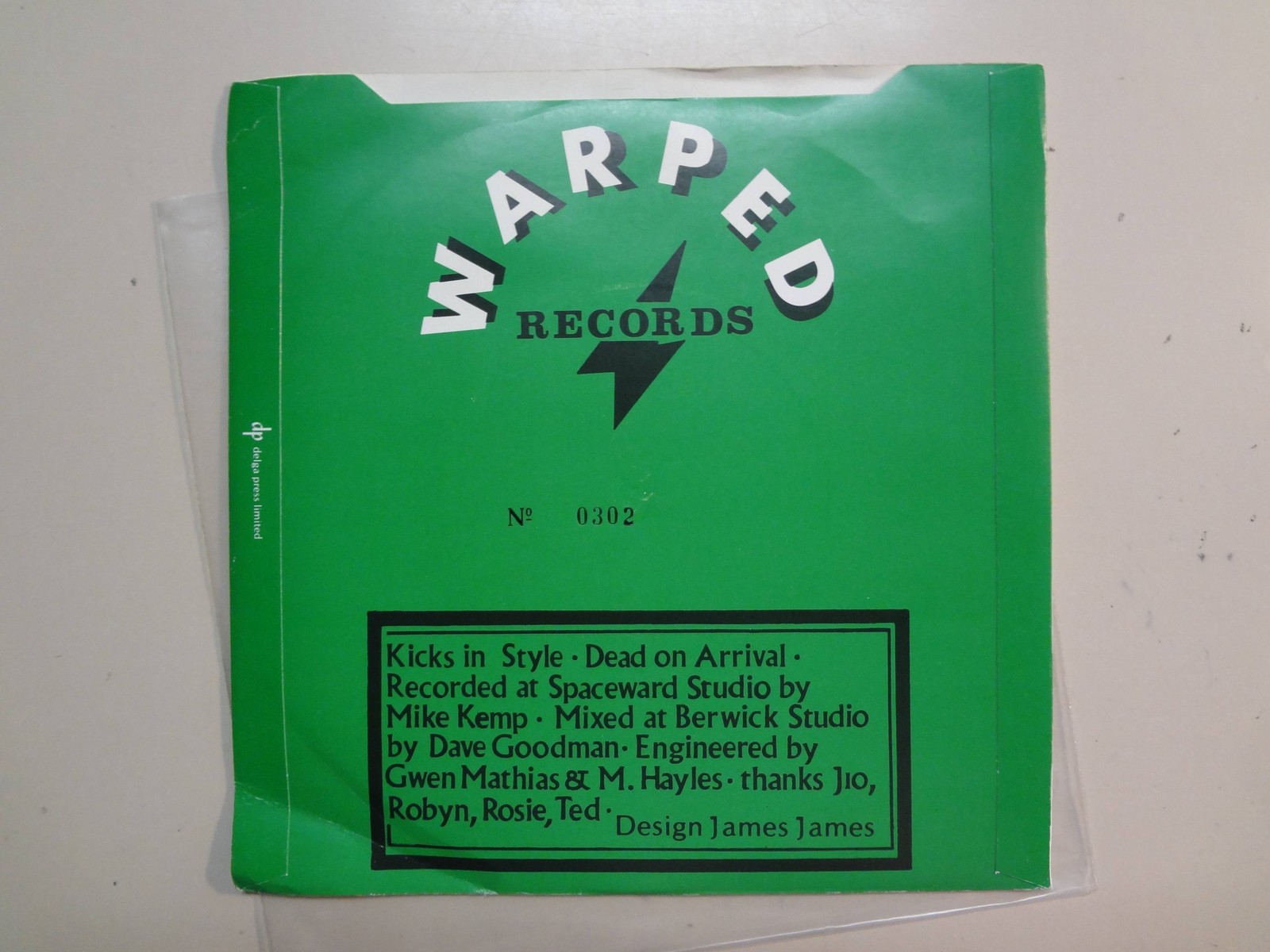 USERS: Kicks In Style–Dead On Arrival-U.K. 7″ 78 Warped Records WARP 1 Orig. PSL