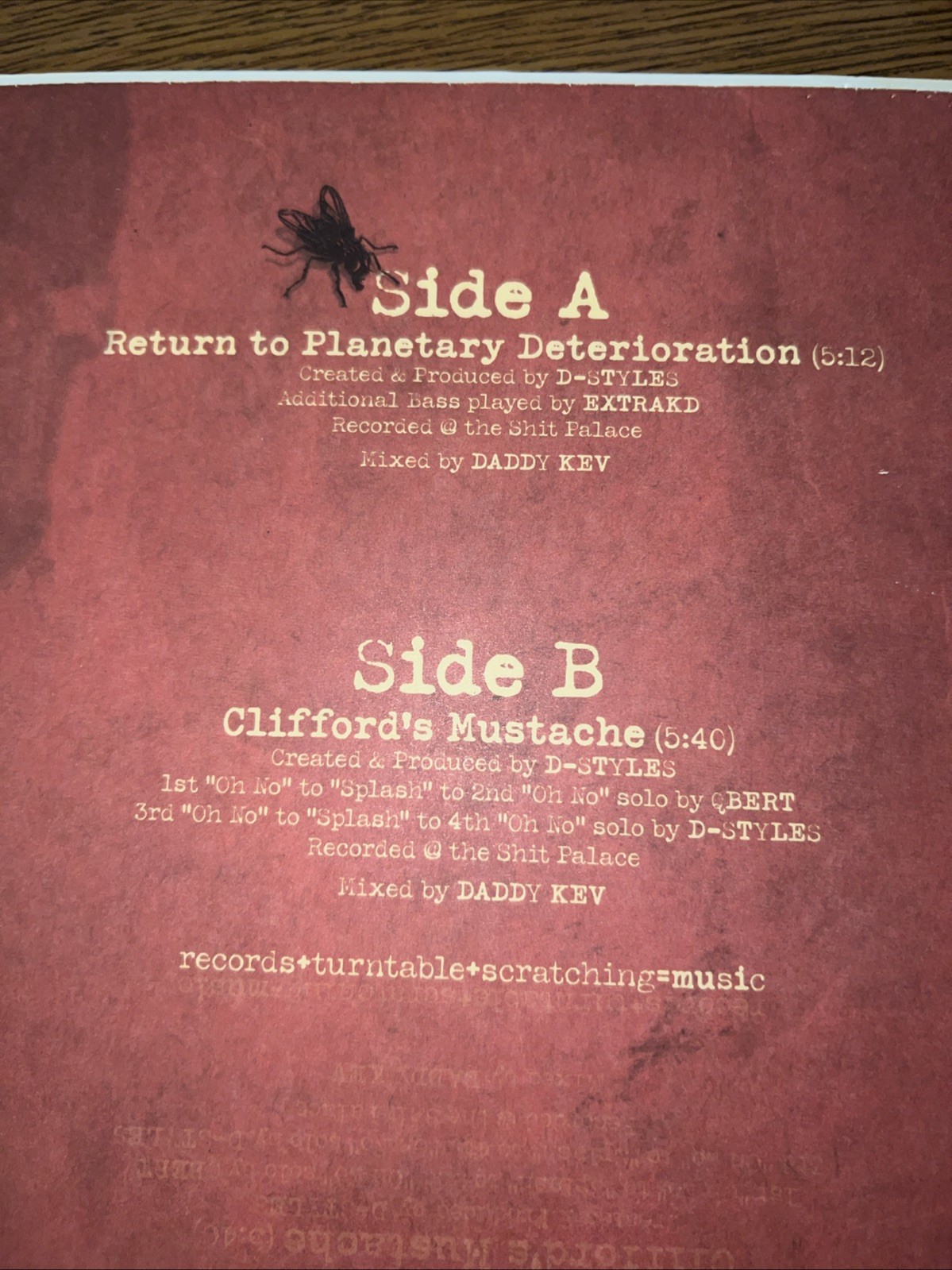 D-STYLES~RETURN TO PLANETARY DETERIORATION~12″ PHANTAZMAGOREA DJ QBERT NUMBERED