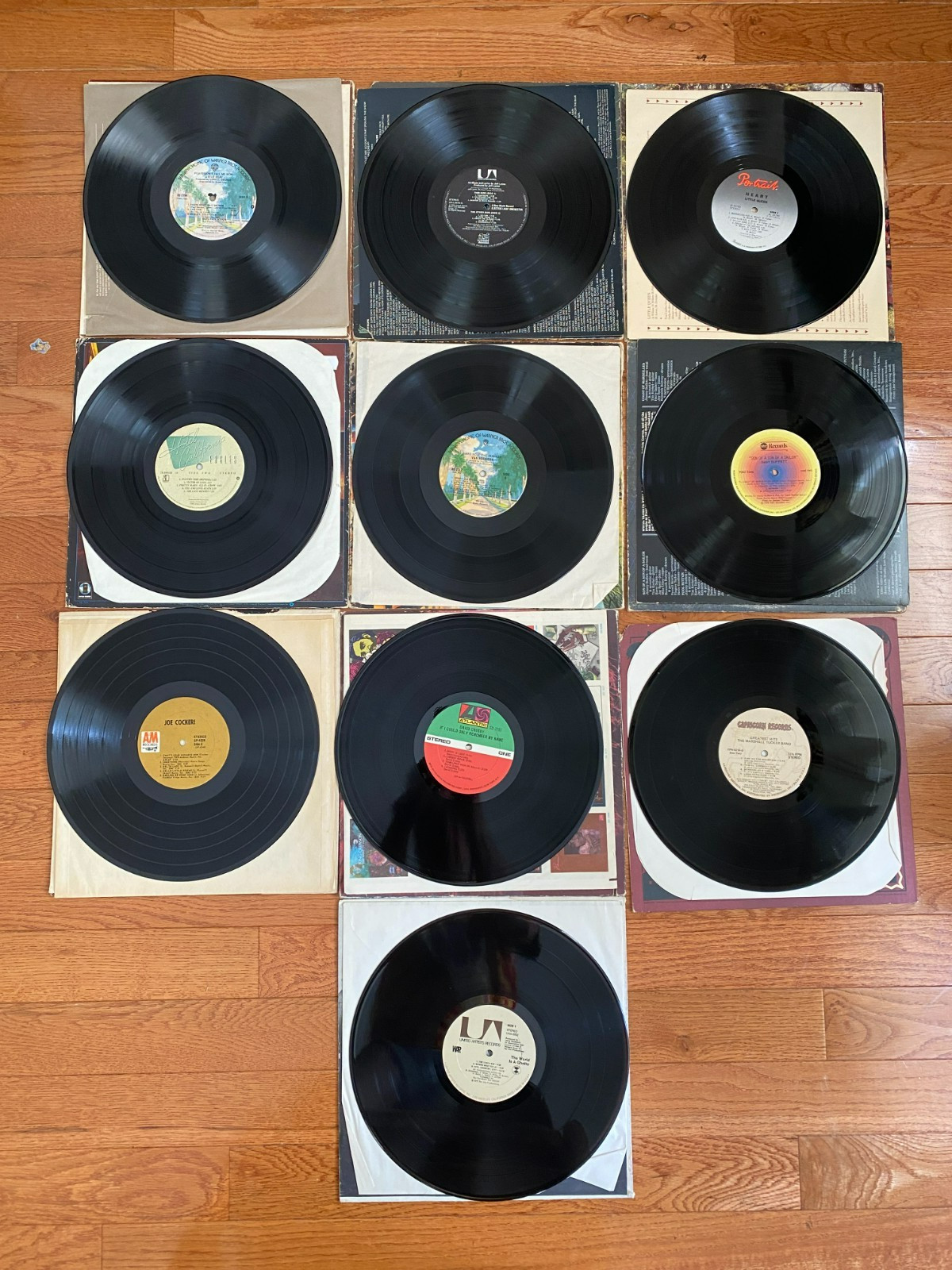 Lot of 10 70’s LPs Van Morrison Little Feat ELO Heart Eagles Buffett Joe Cocker
