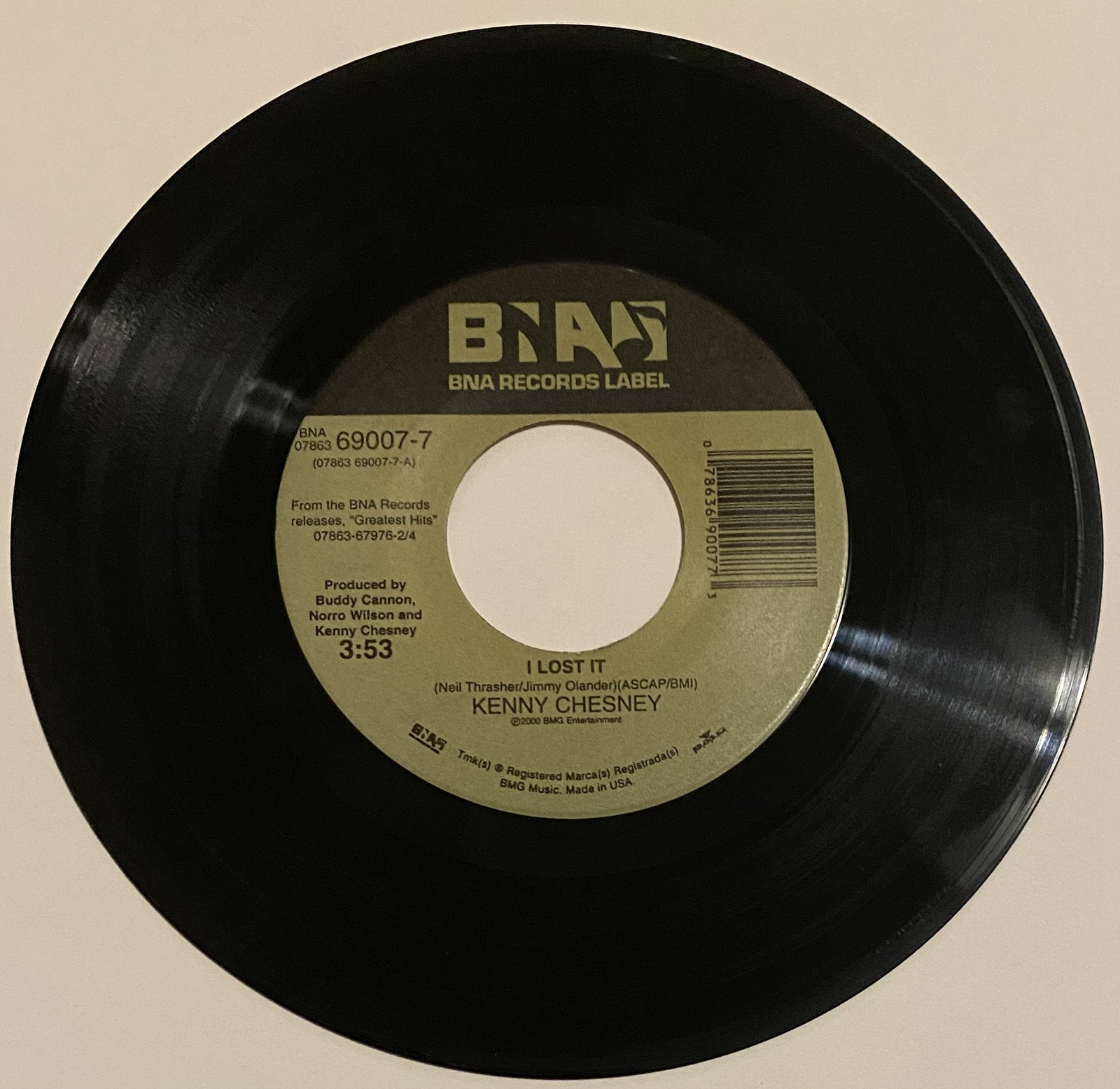 Kenny Chesney ” I lost It / The Tin Man ” 45 vinyl Country record 7”