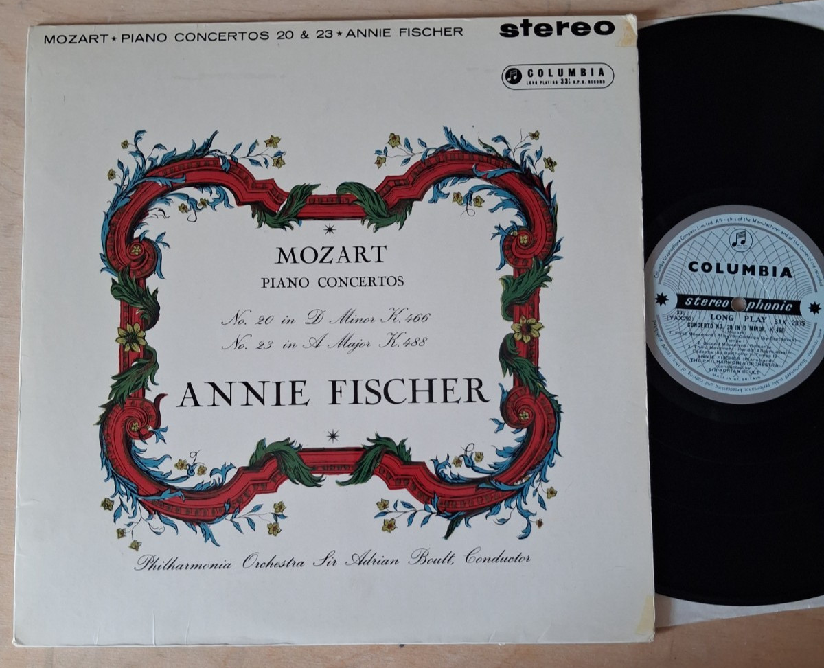 Mozart – Piano Concertos 20 & 23 – Fischer – Columbia stereo LP SAX 2335 – Ed.1