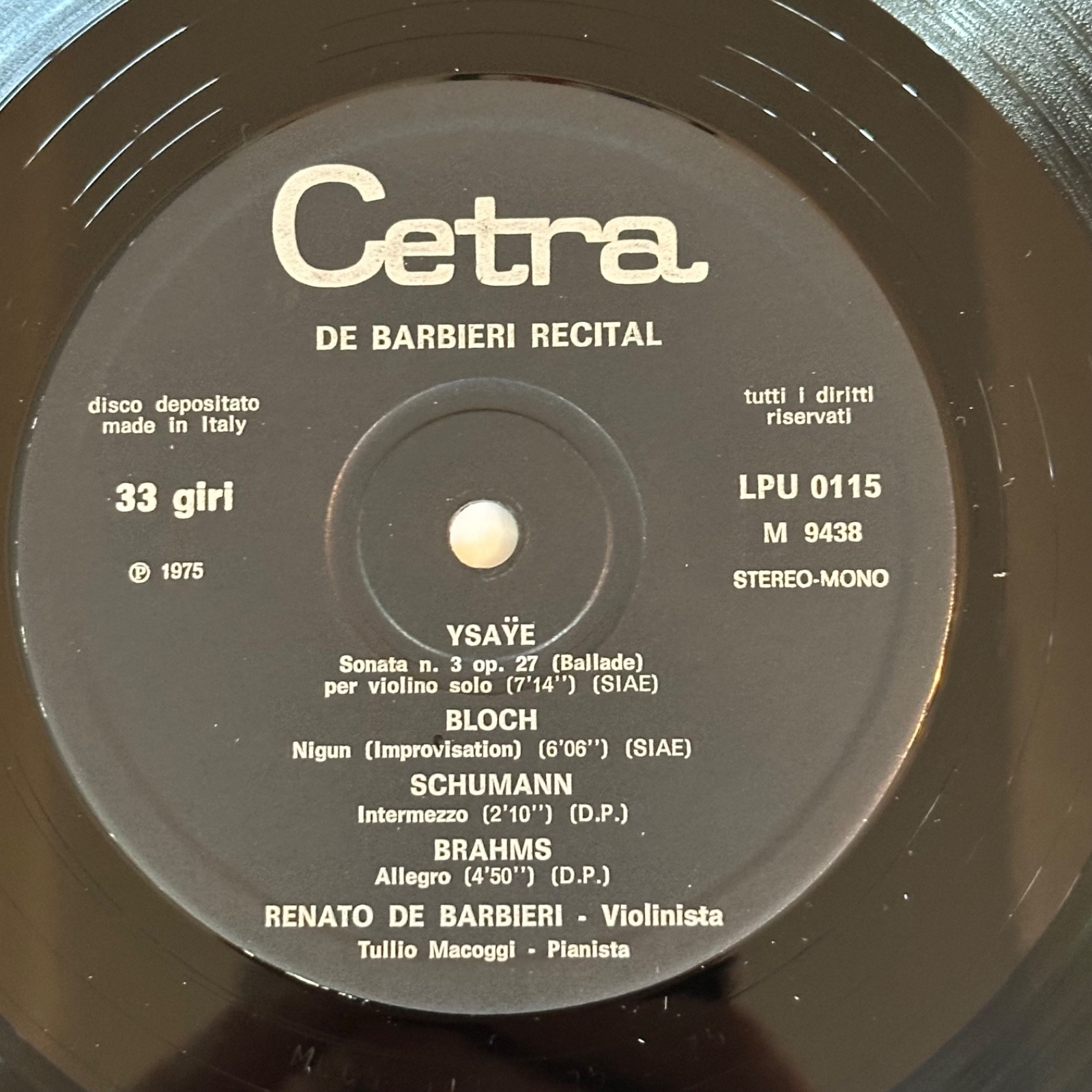 Renato De Barbieri Recital NM-! ED1 Certa lp LPU 0115 DG Italy Tullio Macoggi