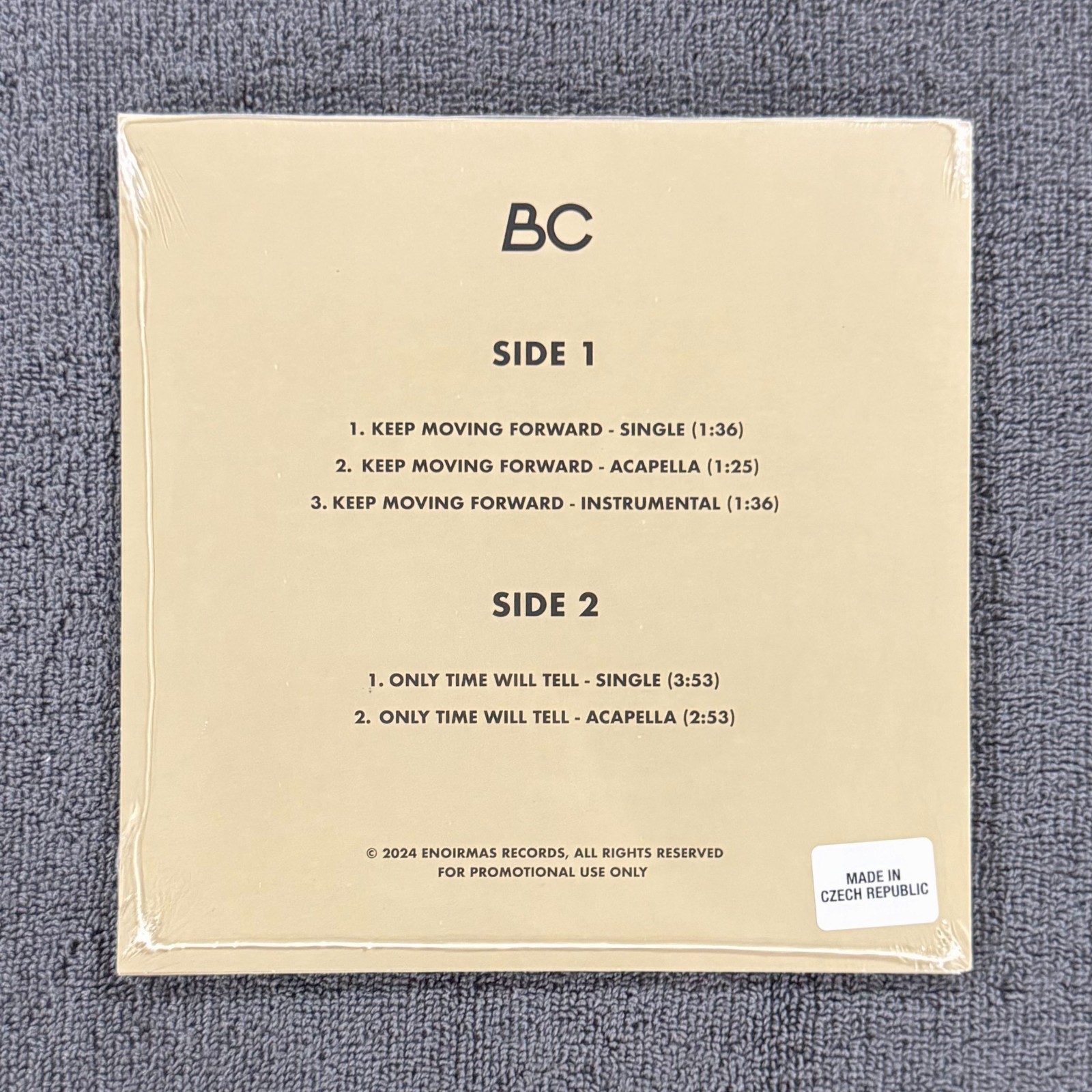 BC “Keep Moving Forward / Only Time Will Tell” – 7″ Vinyl – SEALED