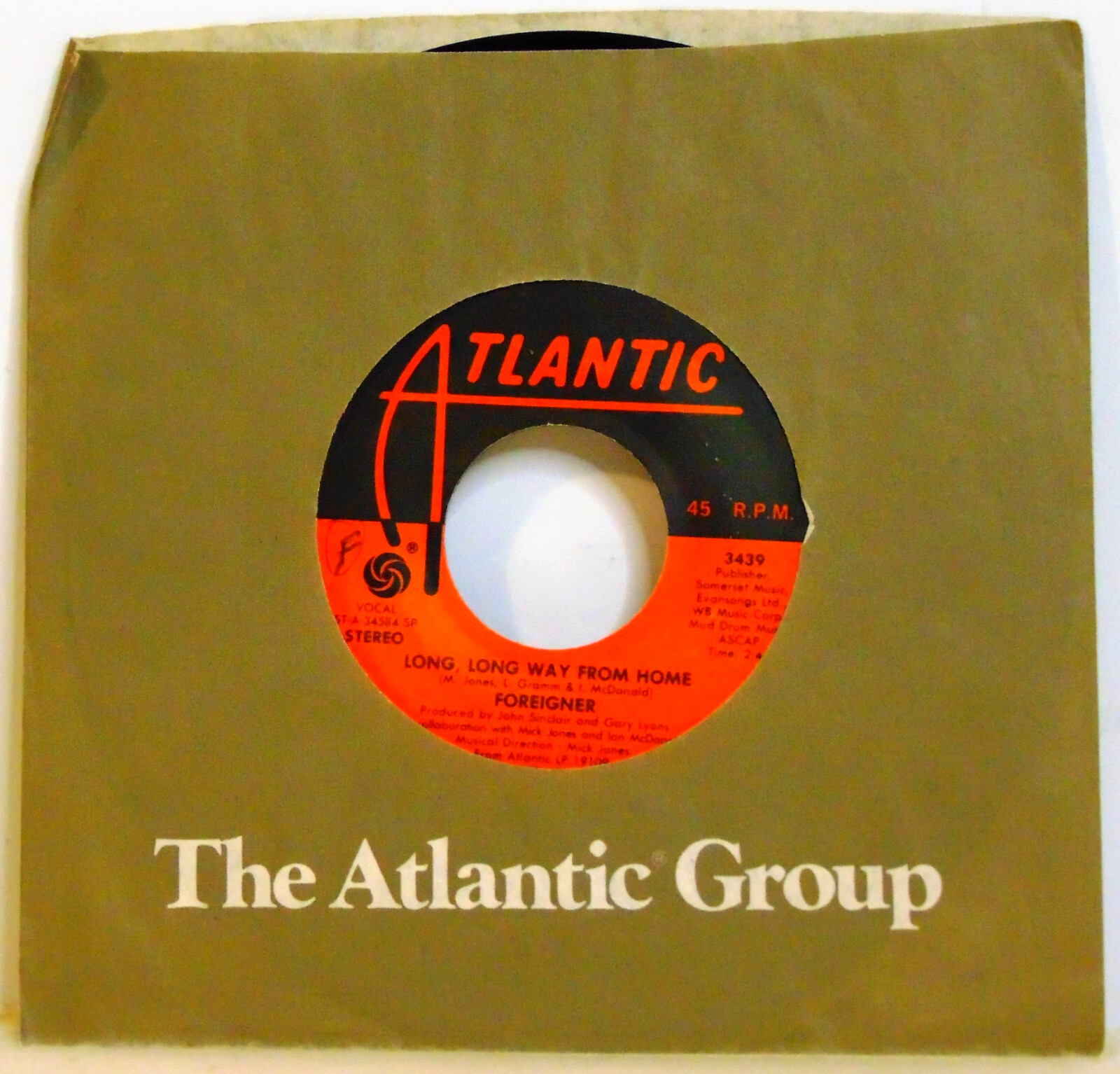 Foreigner – Long, Long Way From Home 1977 Atlantic 3439 Rock 7″ 45 Single Record