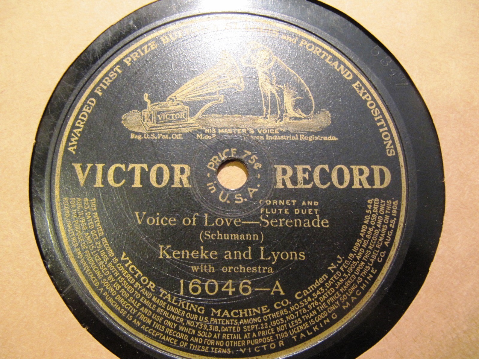 1906 Emil Keneke Cornet DARIUS LYONS Flute Schumann Voice of Love VICTOR 16046 _