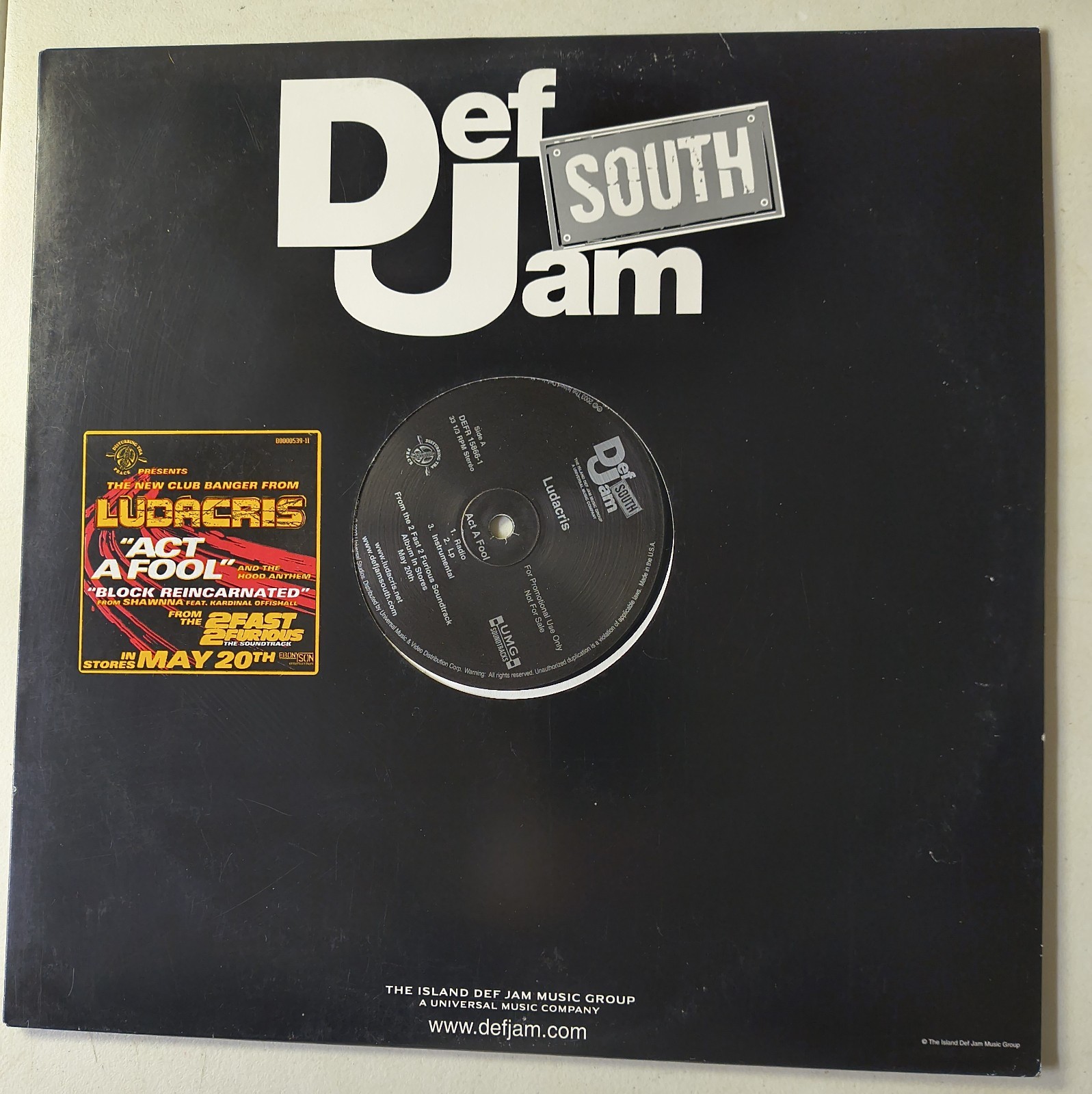 Ludacris Act A Fool, & Block Reincarnated 12″ Single Promo Vinyl