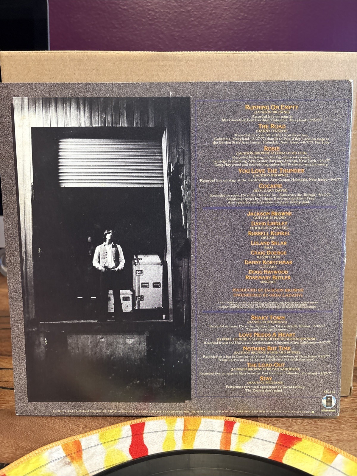Jackson Browne Running on Empty Asylum 6E-113 1977 LP 33 RPM 12″ Vinyl
