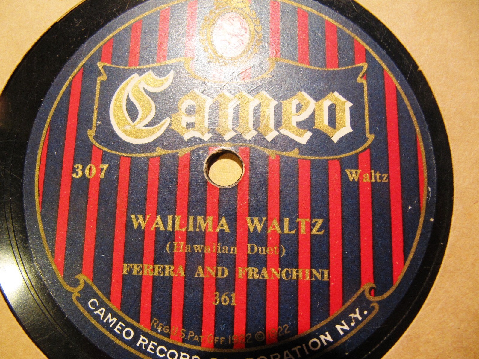 1922 Hawaiian SLIDE GUITAR ANTHONY FRANCHINI Frank FERERA WAILIMA Waltz CAMEO