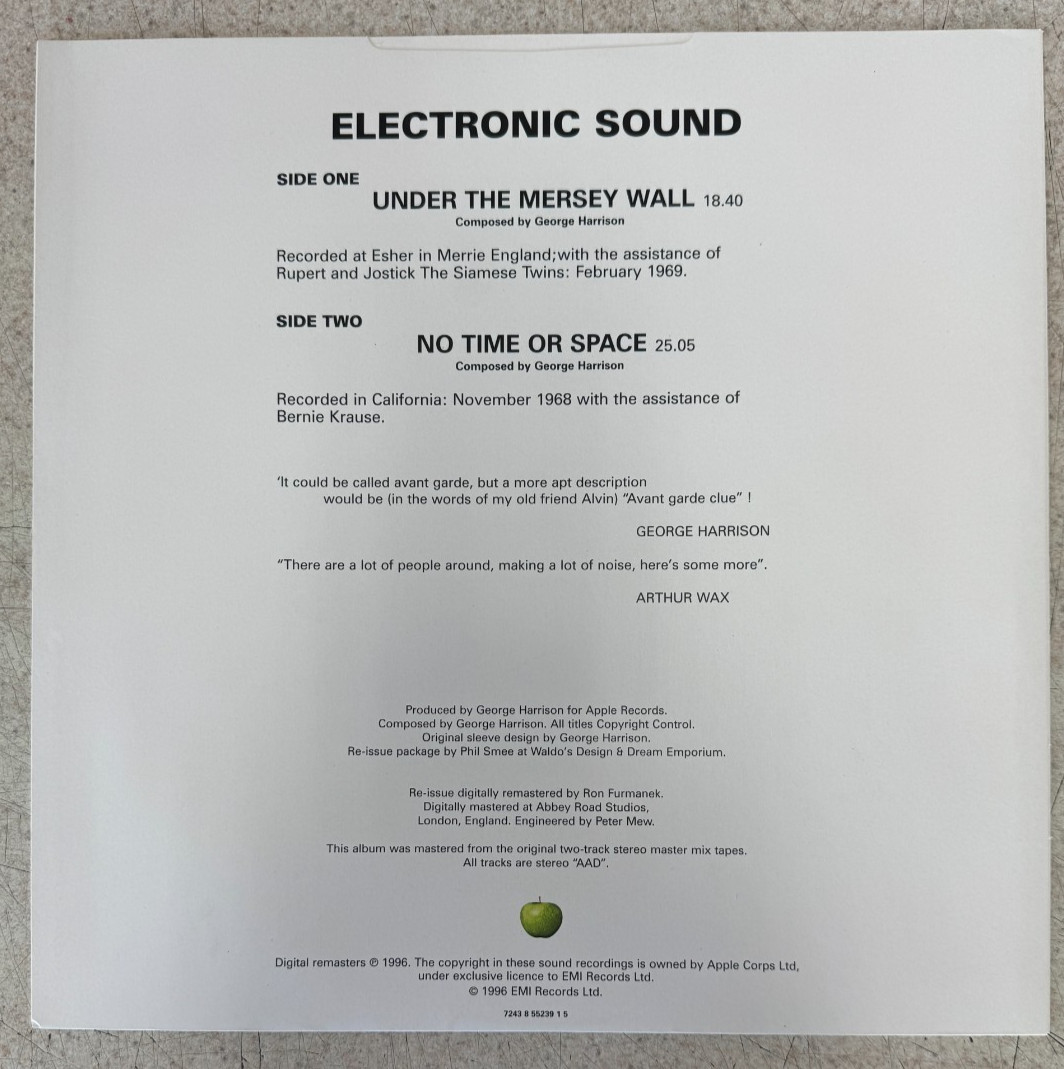 George Harrison Electronic Sound Vinyl Record 1996 Zapple UK MInt