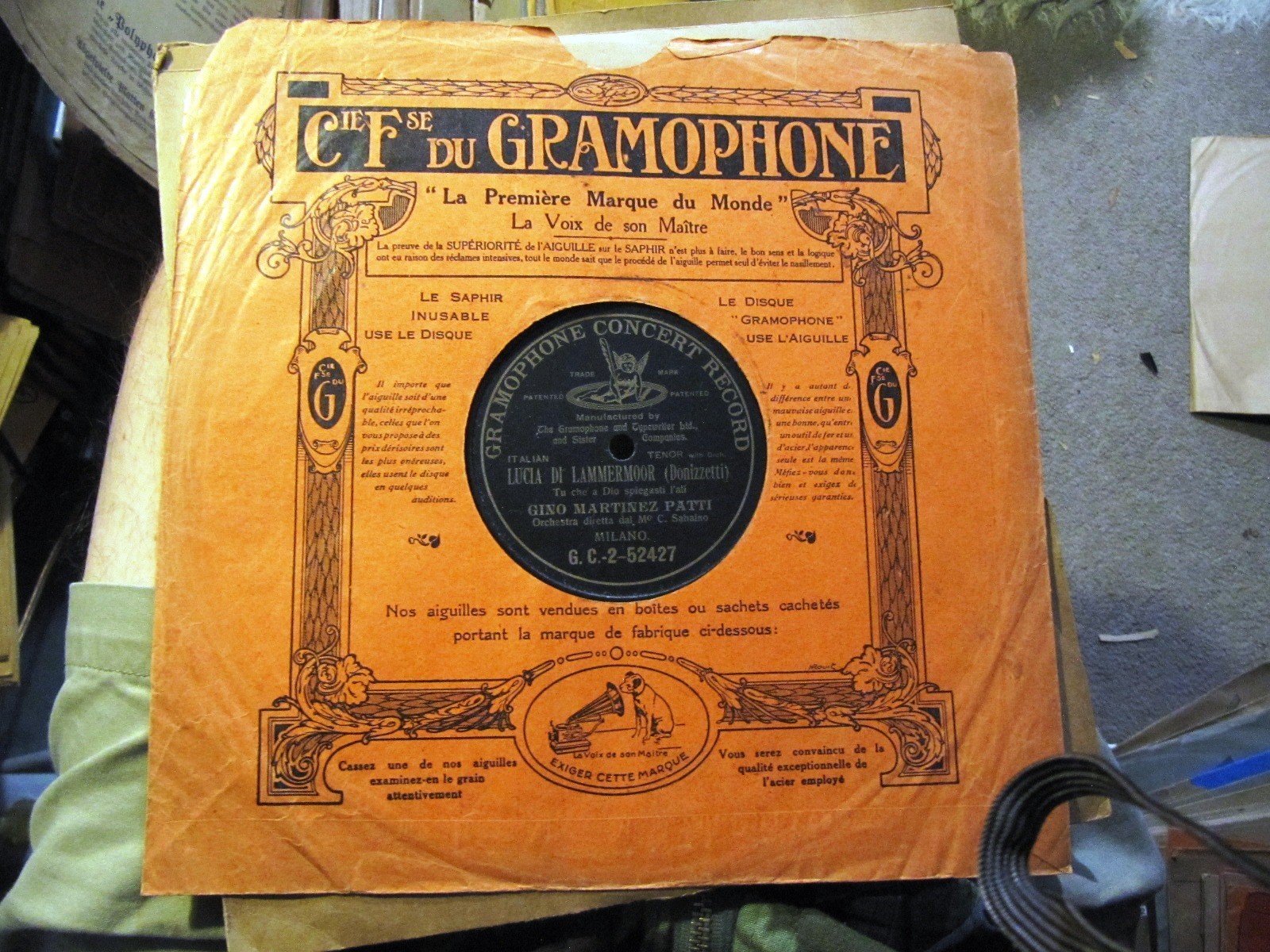 1905 Gino Martinez Patti Milan G&T Lucia di Lammermoor Tu che a Dio GC 2-52427