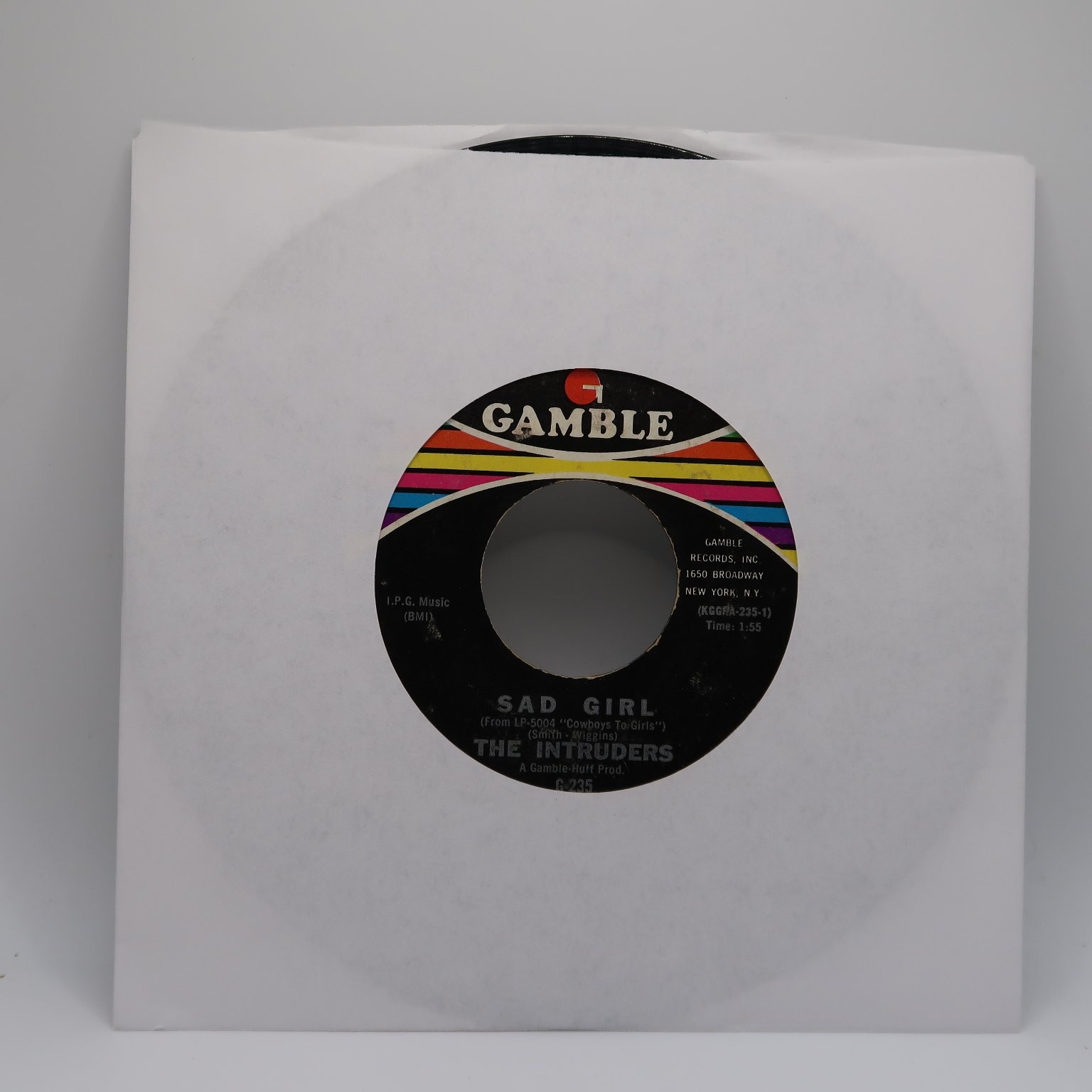 The Intruders – Sad Girl / Let’s Go Downtown 7″ Single Record 1968 Gamble Soul