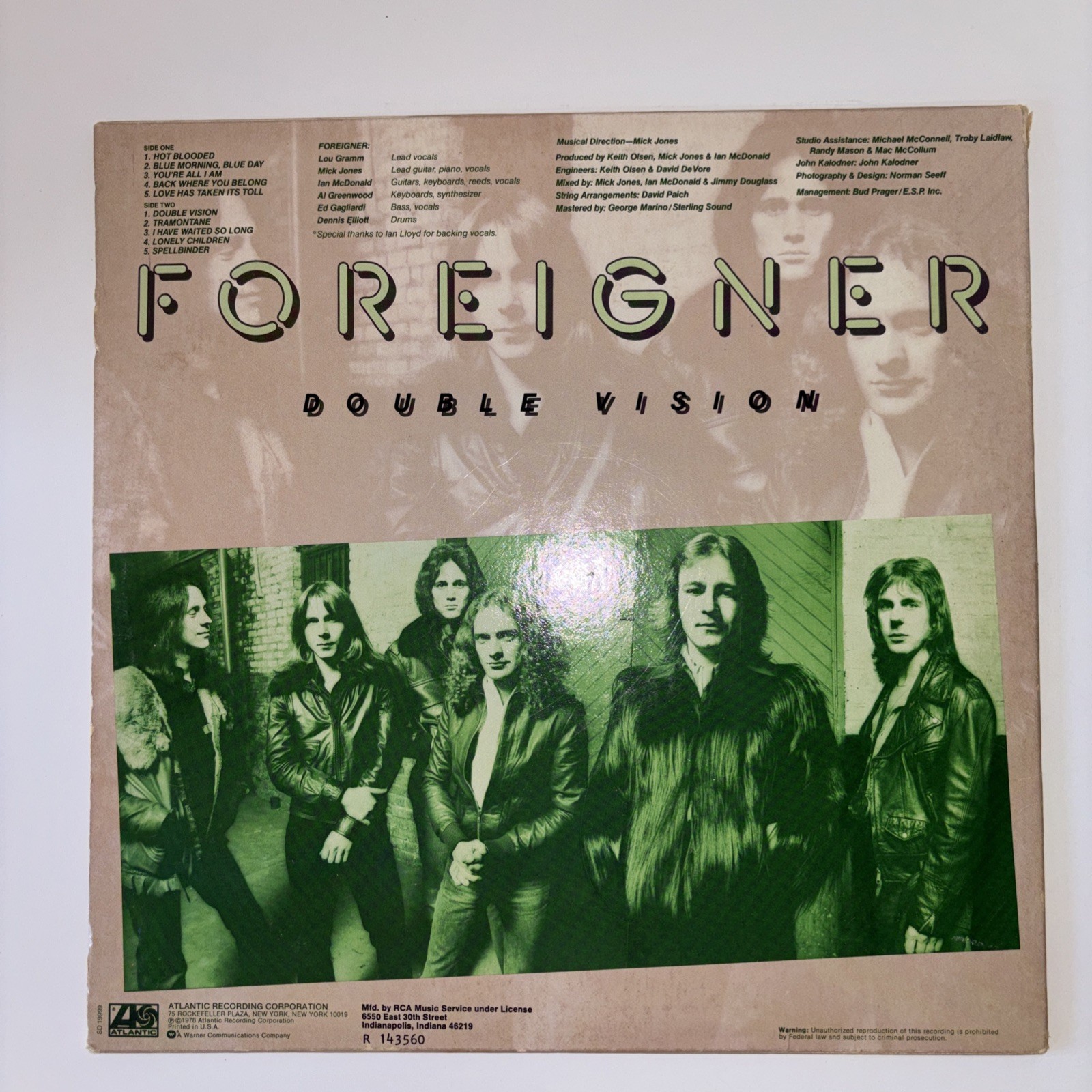Foreigner-Double Vision-1978-SD 19199-Vinyl Record LP