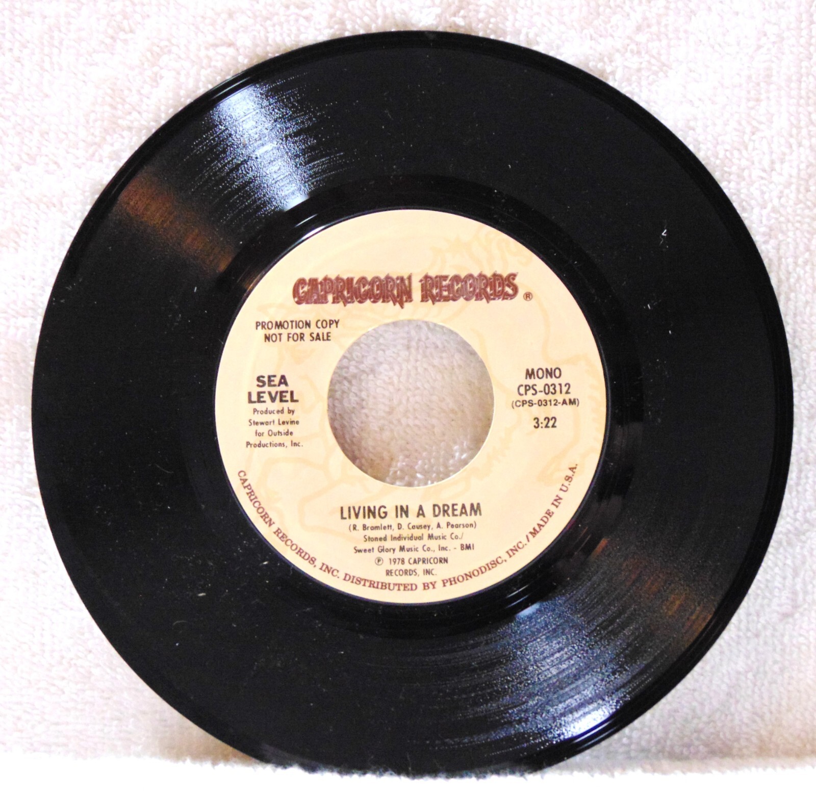 Sea Level –Living In A Dream -1978 Capricorn 7″ 45RPM PROMO Single Record NICE