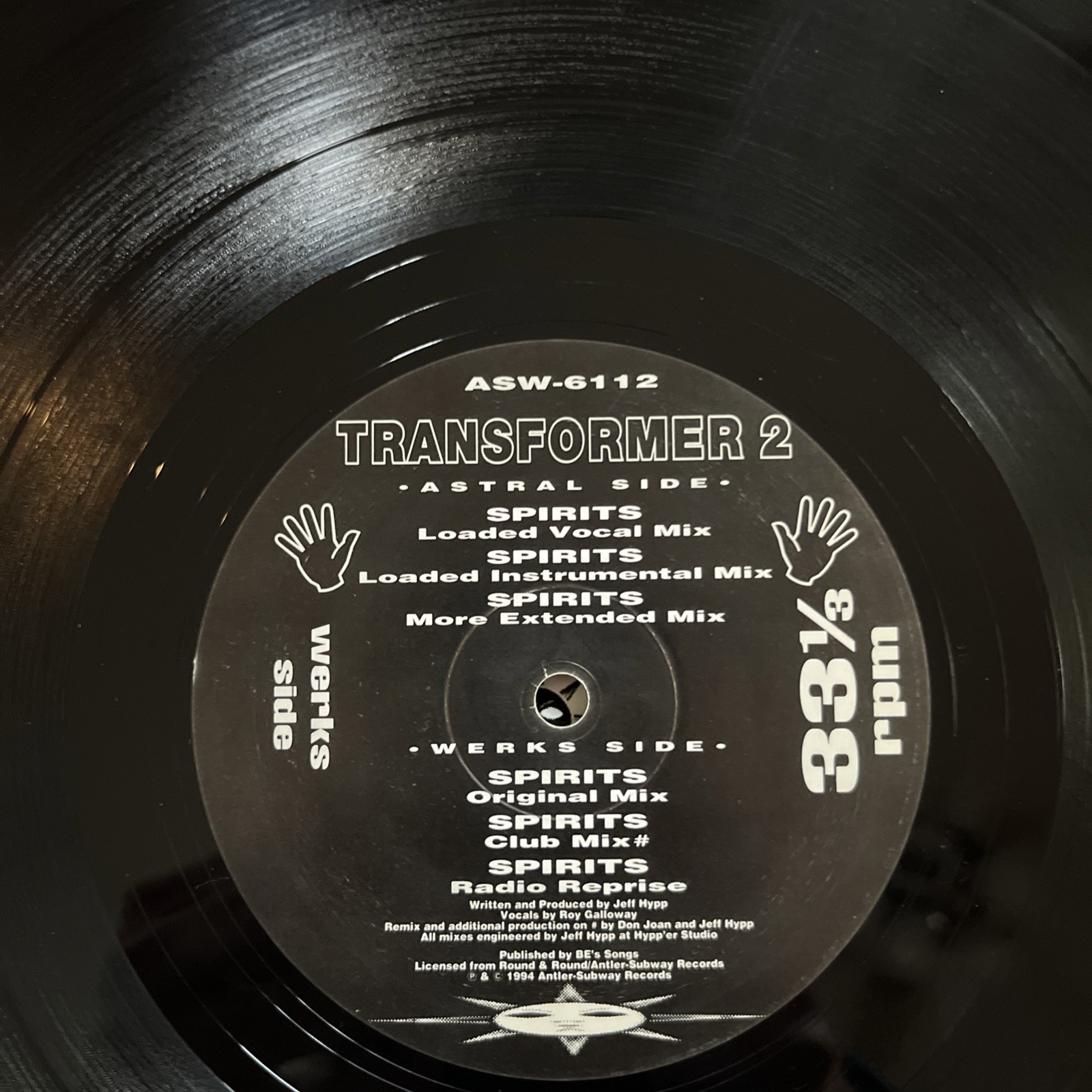Transformer 2 ‎– Spirits 12″ Vinyl, 1994 Astralwerks