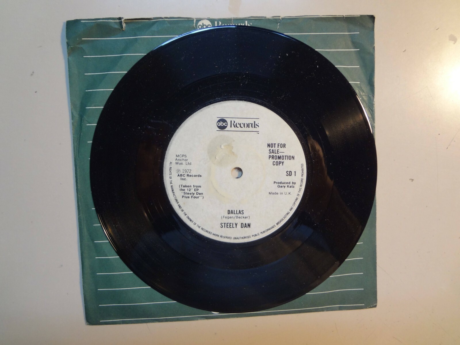 Steely Dan: Dallas 3:14-U.K. 7″ 72 ABC Records Inc. SD 1 Mono DJ Label One Sided
