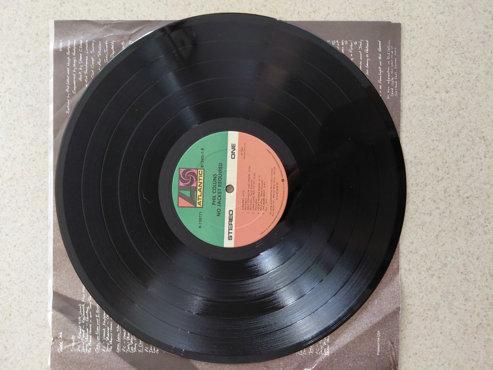 PHIL COLLINS- NO JACKET REQUIRED-1985 VINYL LP -Atlantic
