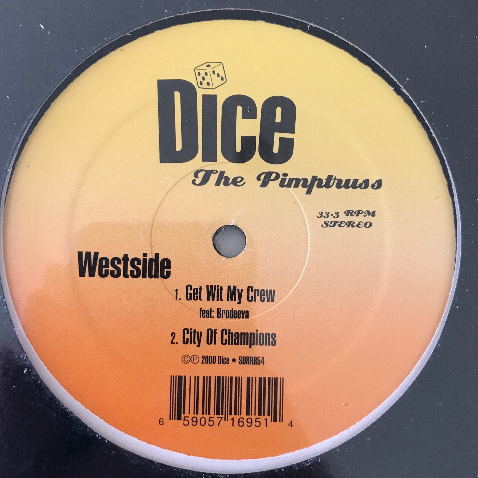 RARE Dice The Pimptruss Stepchylde 12″ Vinyl Single G-Funk / G-Rap Los Angeles
