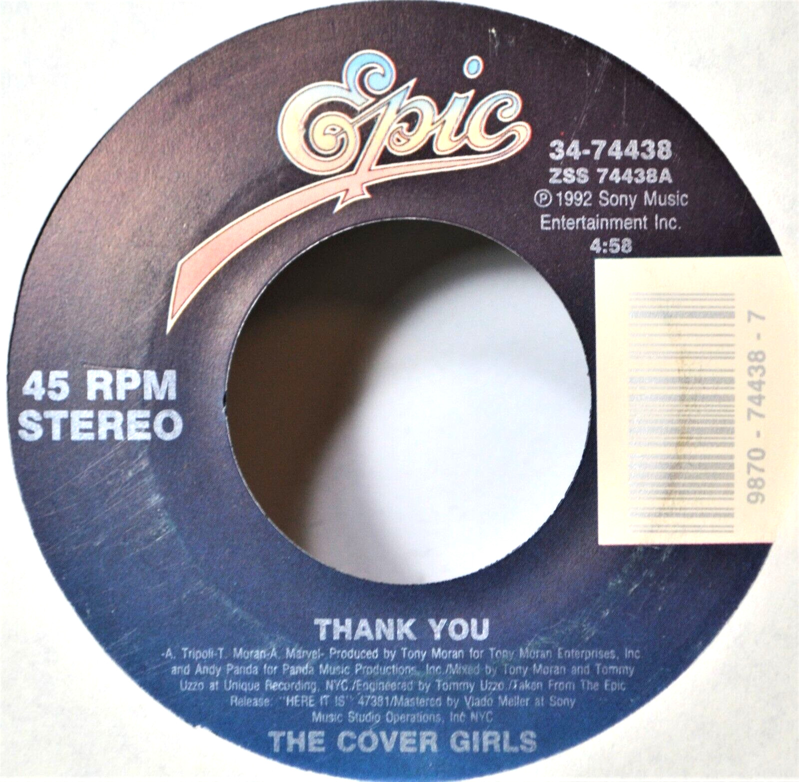 Cover Girls Thank You EX++/VG #A Dance Pop R&B Teen 45 7″ Vinyl -Check Coupons!