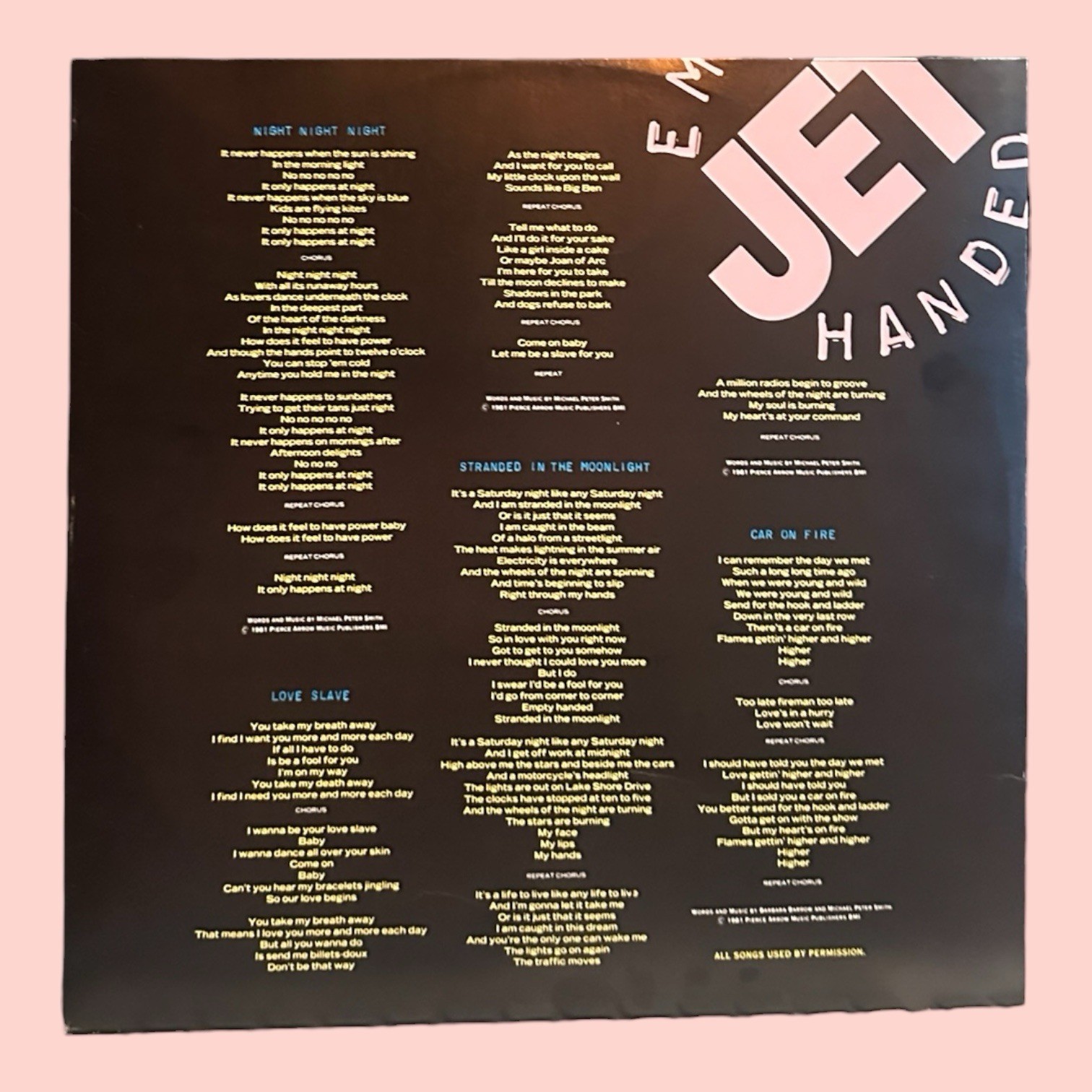 JET Empty Handed 1981 Third Coast Records TC 2210 NM/EX/EX