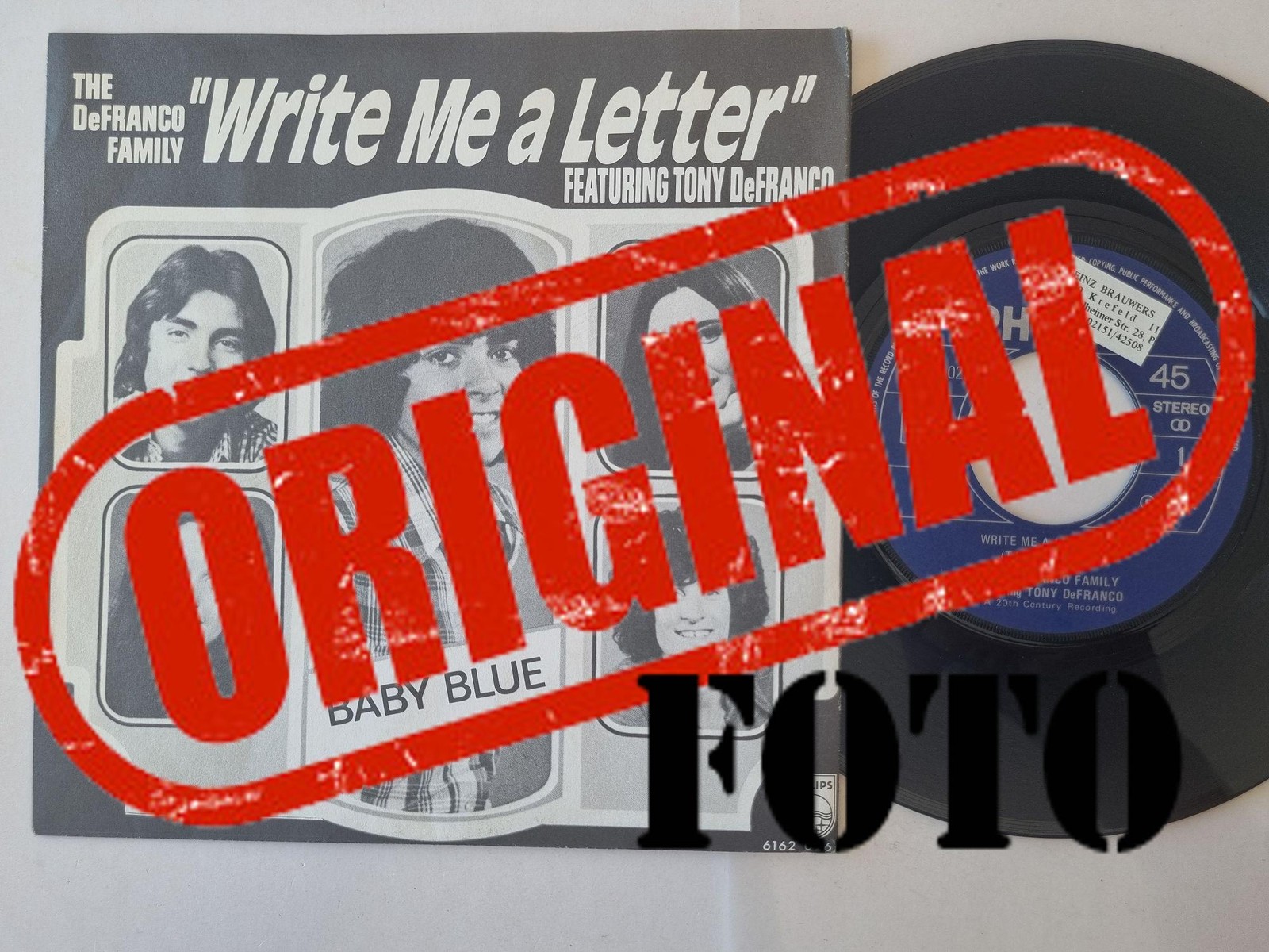 The Defranco Family Featuring Tony Defranco – Write Me a Letter 7” Vinyl