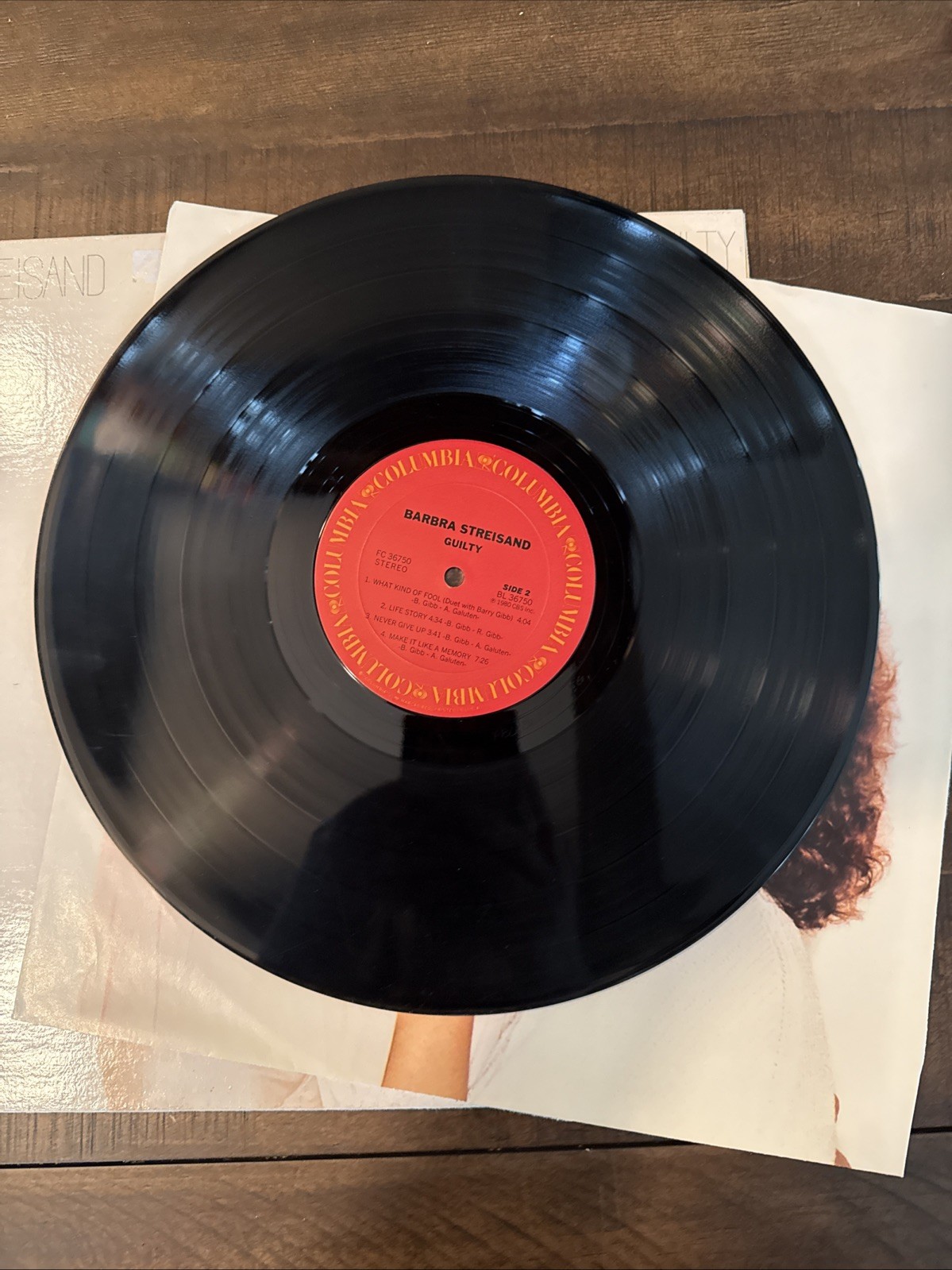 Barbra Streisand Guilty Vinyl LP 1980 Columbia FC 36750 Barry Gibb Gatefold Good