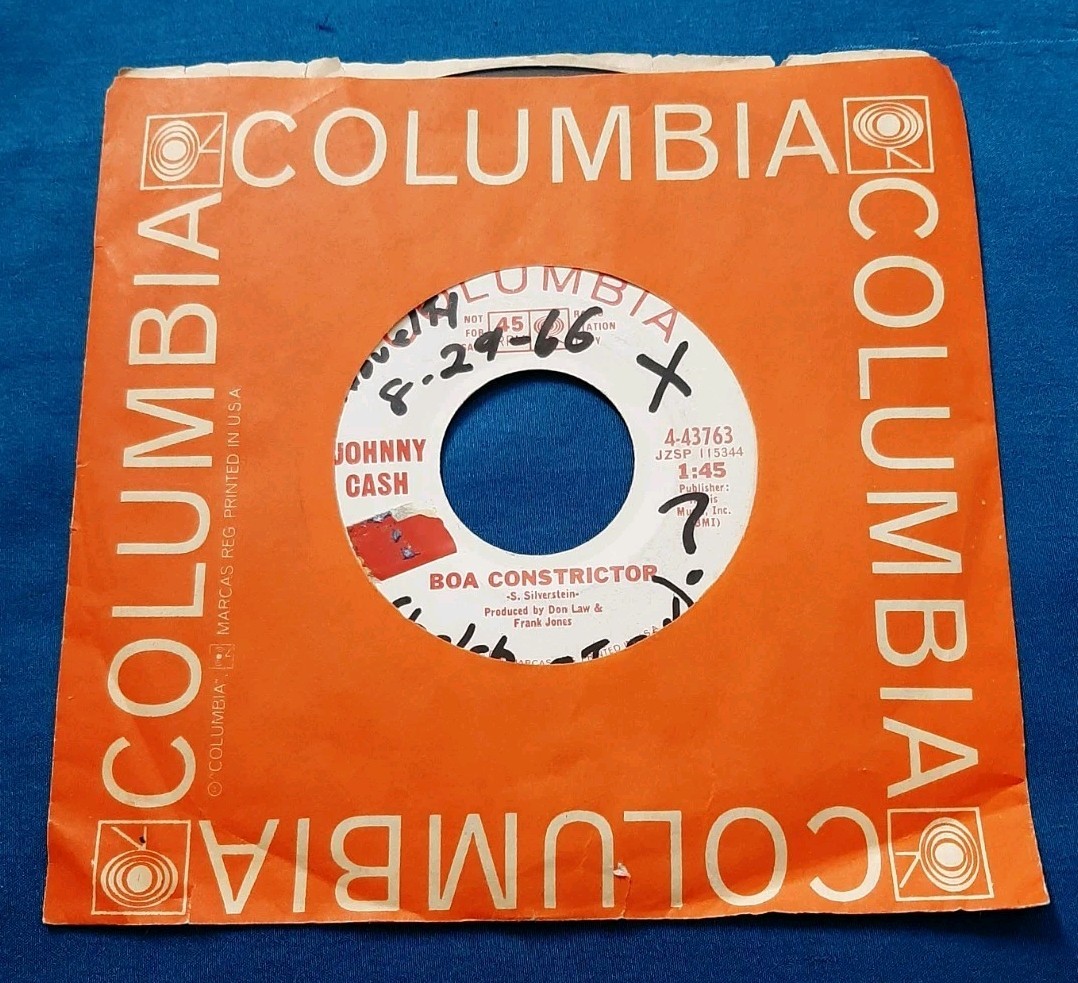 Johnny Cash WLP promo 45 Boa Constrictor / Bottom Of A Mountain Columbia 4-43763