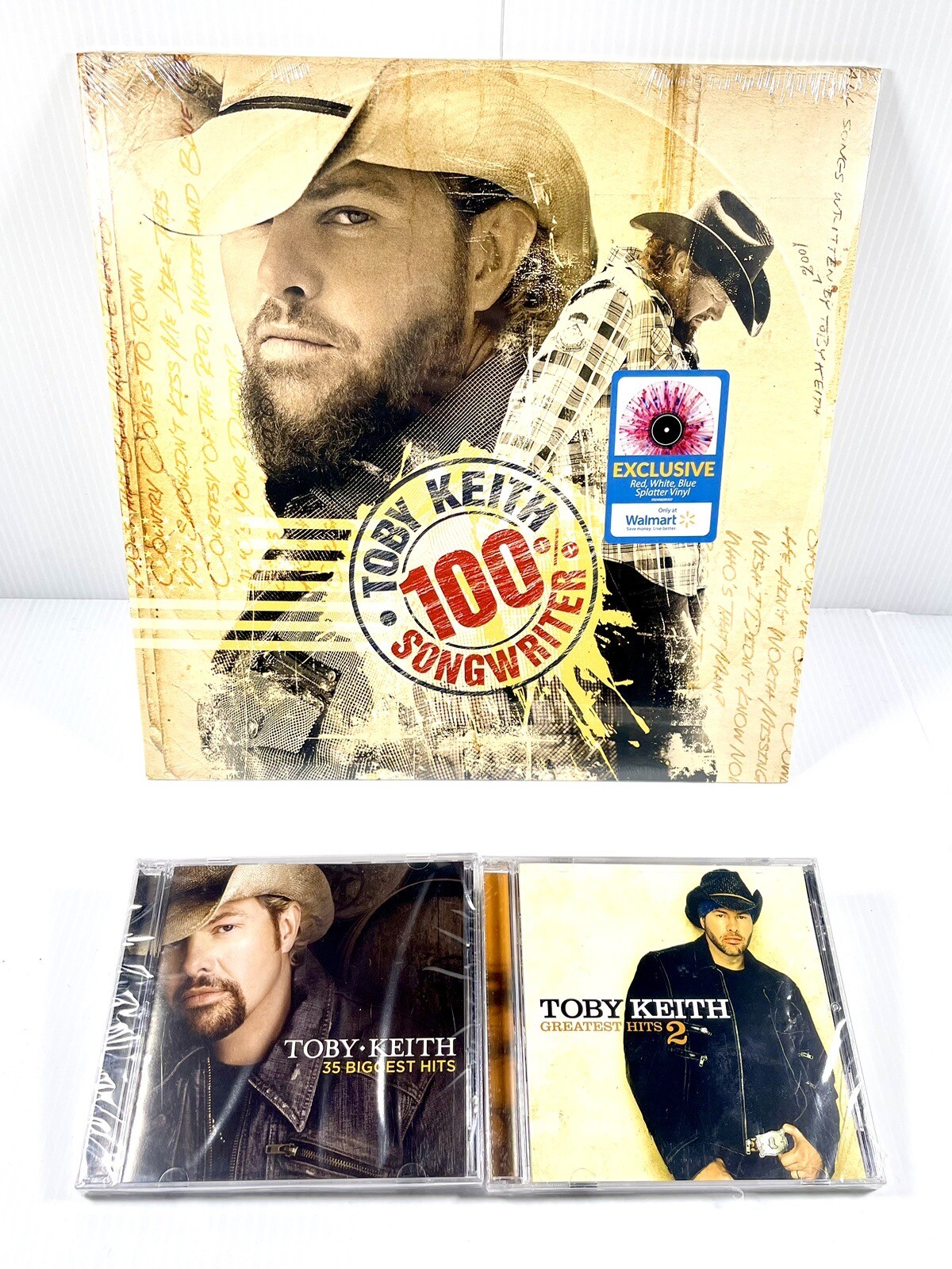 Toby Keith 100% Songwriter Exclusive Red White Blue Splatter 35 Biggest Hits CD