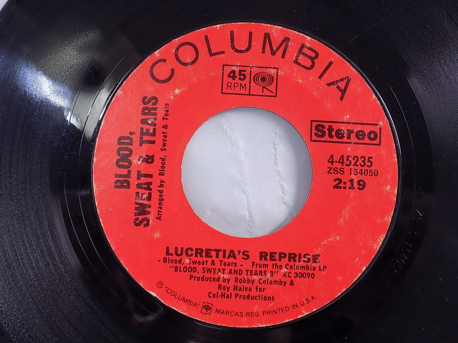 Lot of (2) BLOOD, SWEAT & TEARS 7″ Vinyl 45 Records LUCRETIA MAC EVIL & AND WHEN