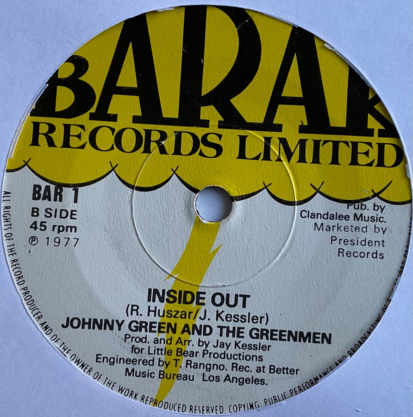 Johnny Green & The Greenman – Seven Over From Mars – 7” Vinyl Single